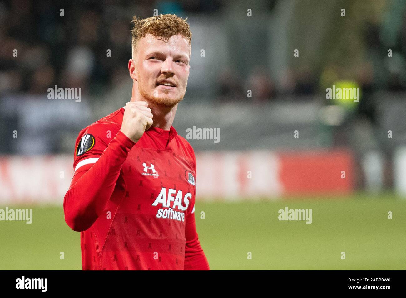 28. november 2019 Den Haag, Niederlande Soccer Europe League AZ / Partizan Belgrado Voetbal Europa League Group Phase Saison 2019-2020 L-R: Ferdy Druijf von AZ Alkmaar Stockfoto