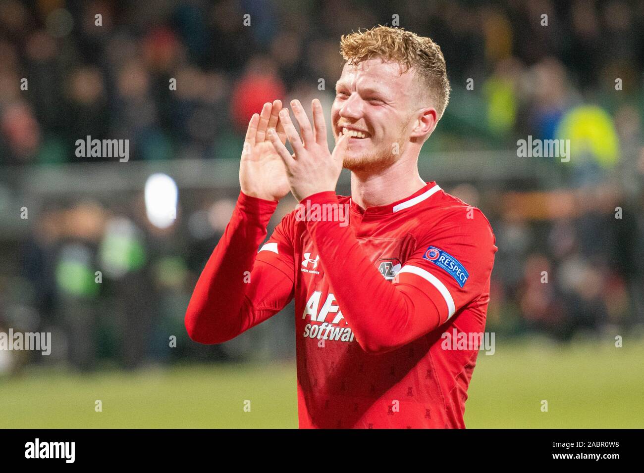 28. november 2019 Den Haag, Niederlande Soccer Europe League AZ / Partizan Belgrado Voetbal Europa League Group Phase Saison 2019-2020 L-R: Ferdy Druijf von AZ Alkmaar Stockfoto