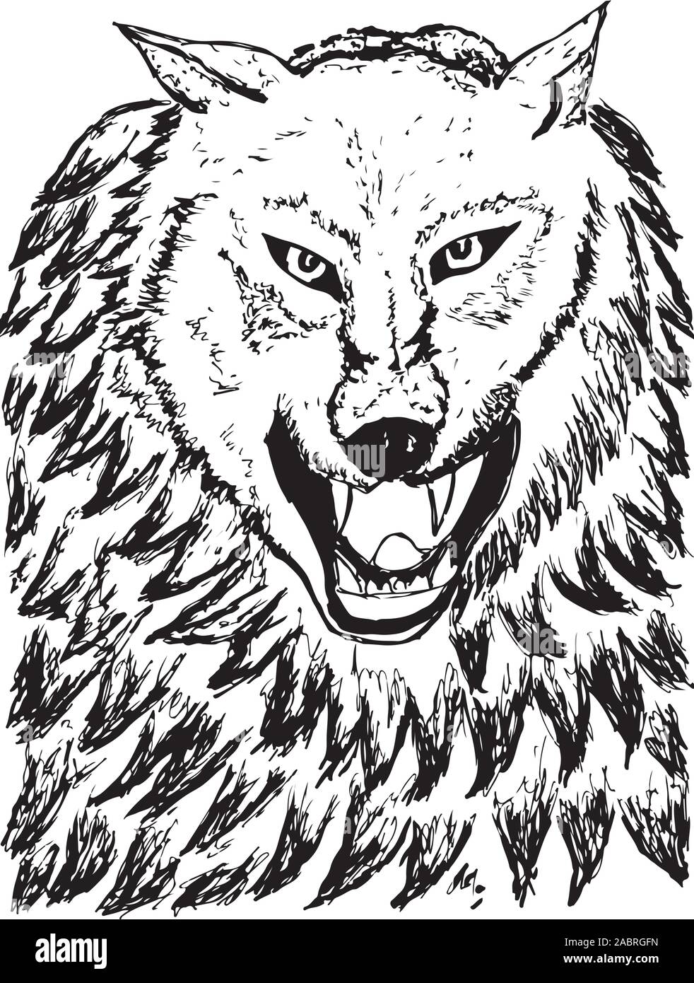 Grunge Skizze eines abstrakten Wolf, handgezeichnete Illustrationen. Stock Vektor