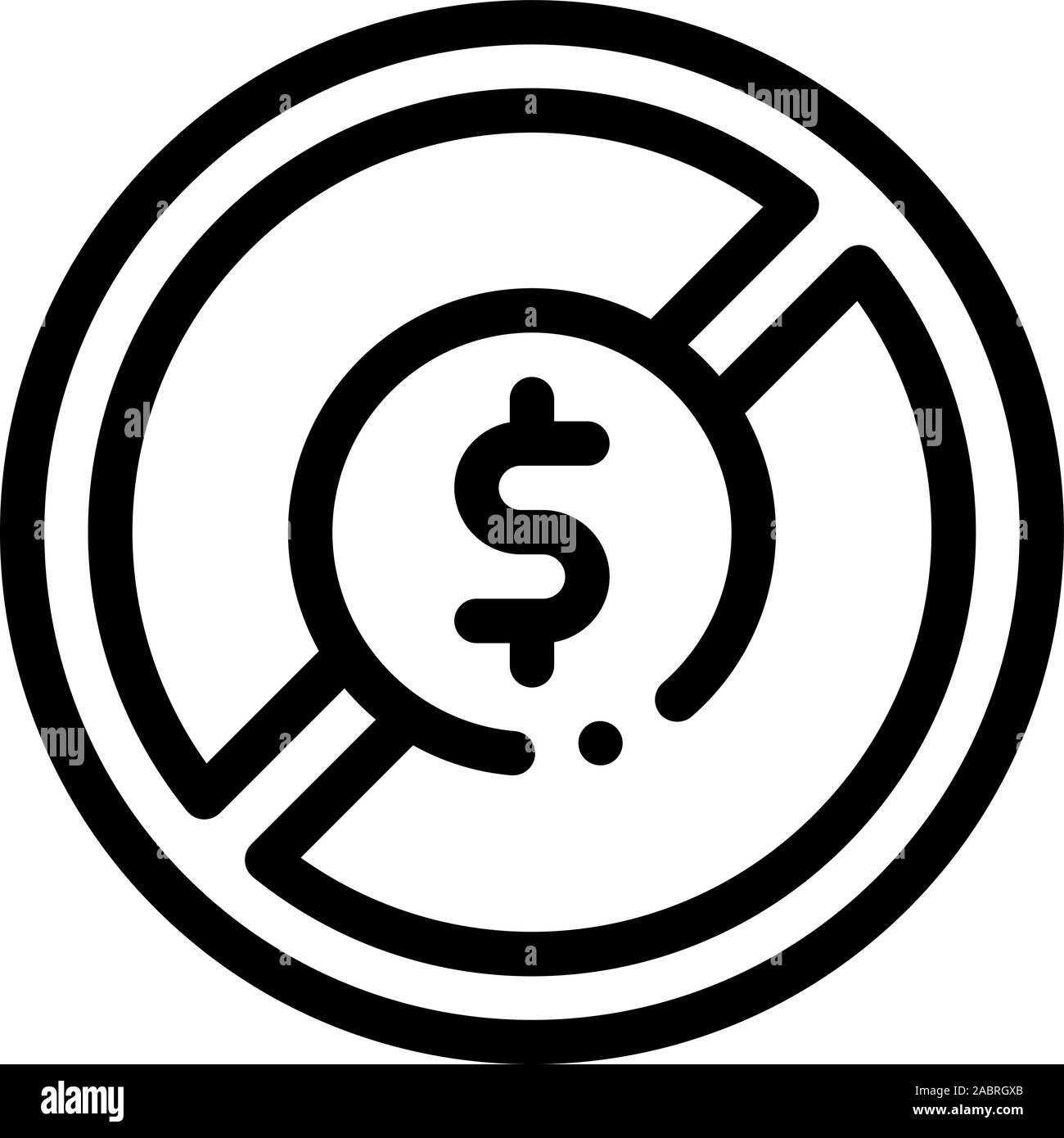 Dollar Banknote Verbot Symbol Vektor Kontur Abbildung Stock Vektor