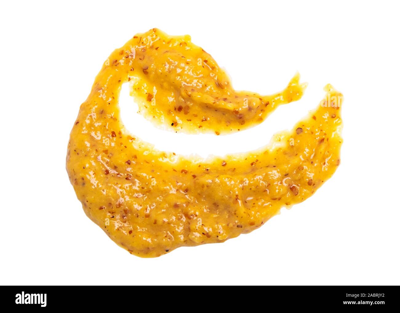 Gelber Senf Sauce verteilen sich auf weißen isoliert Stockfoto