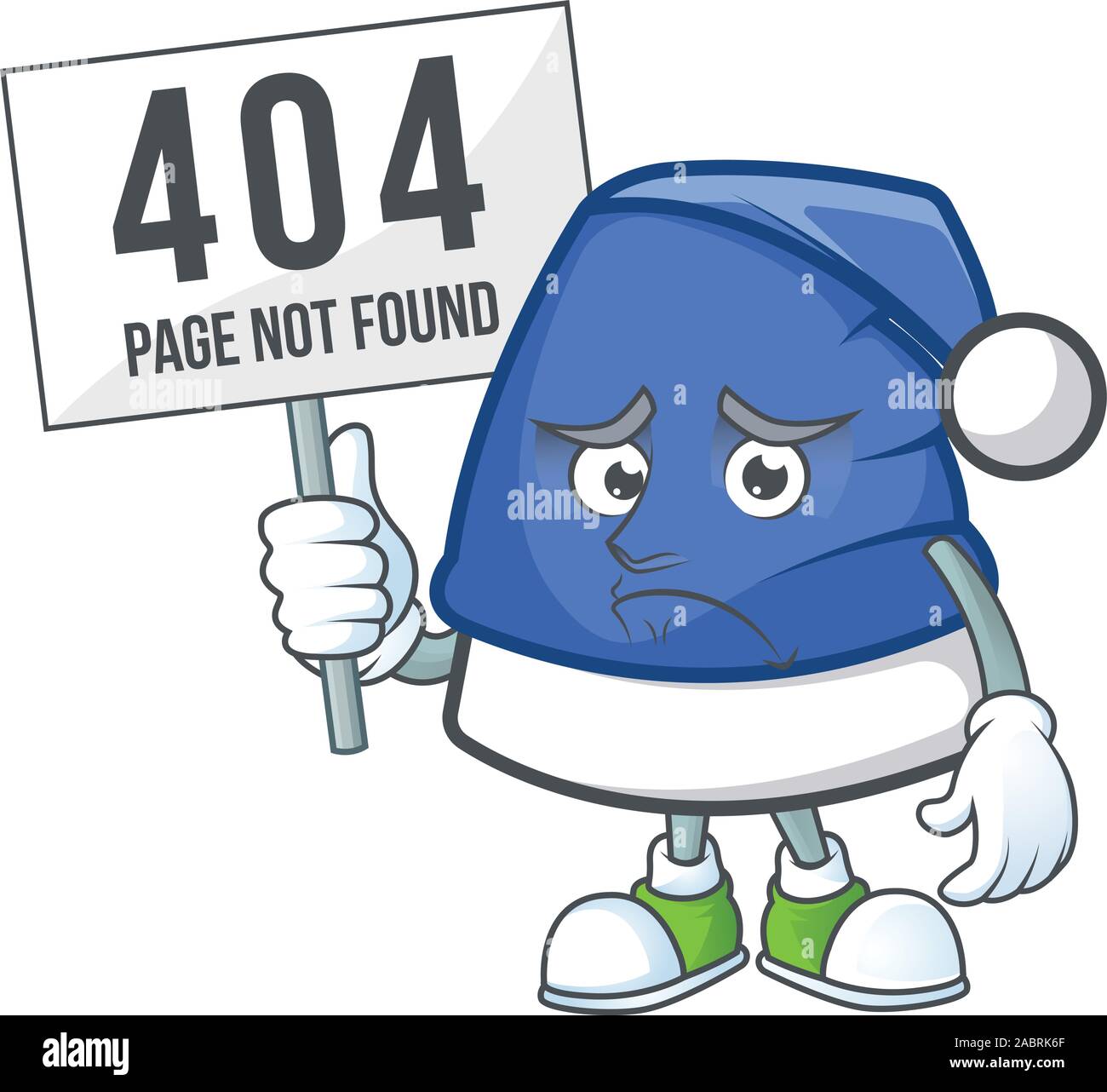 Traurig Zeichentrickfigur blaue Mütze aufgerichtet ein Board  Stock-Vektorgrafik - Alamy