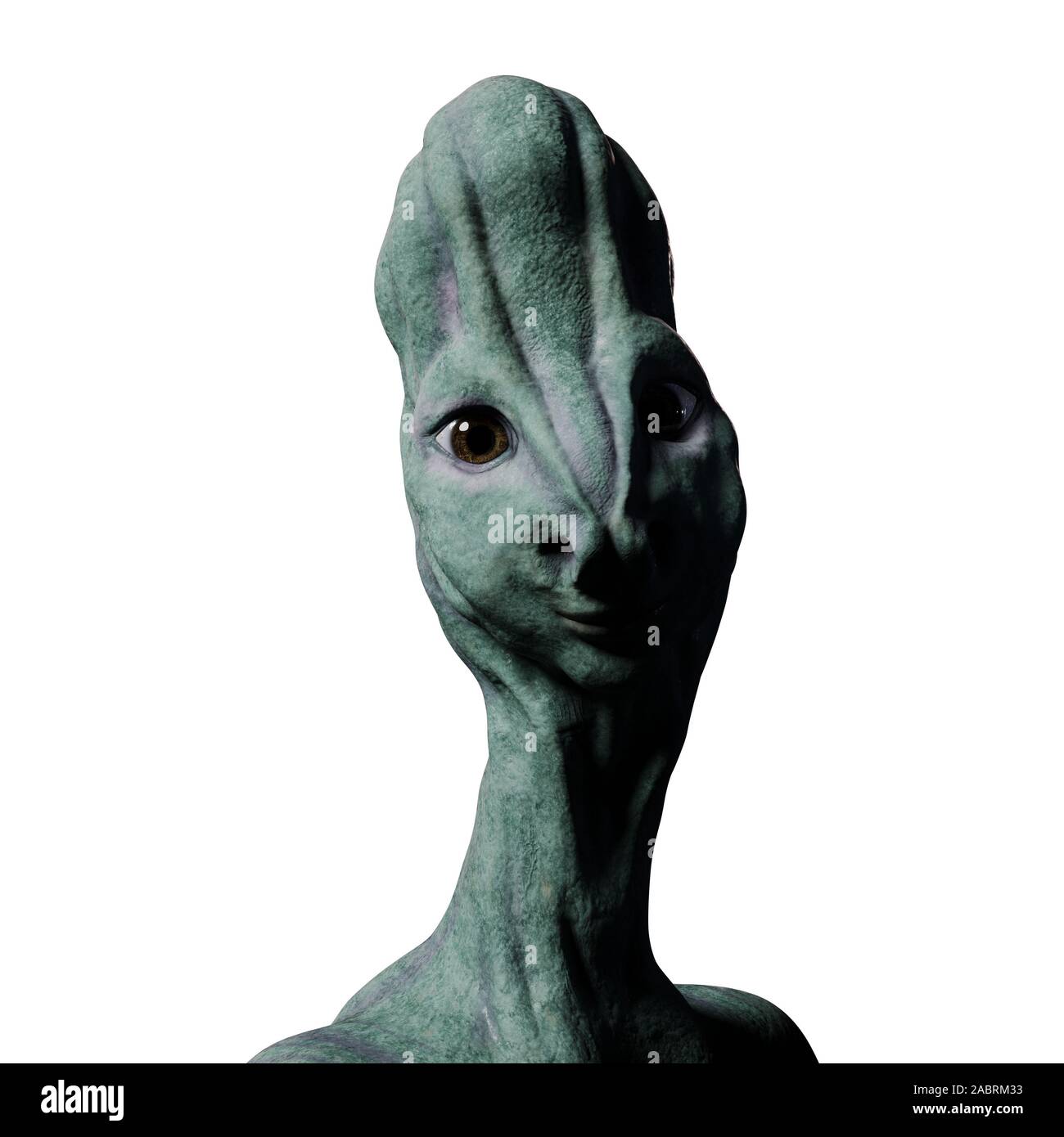Alien portrait (3-D-Abbildung auf weißem Hintergrund) Stockfoto