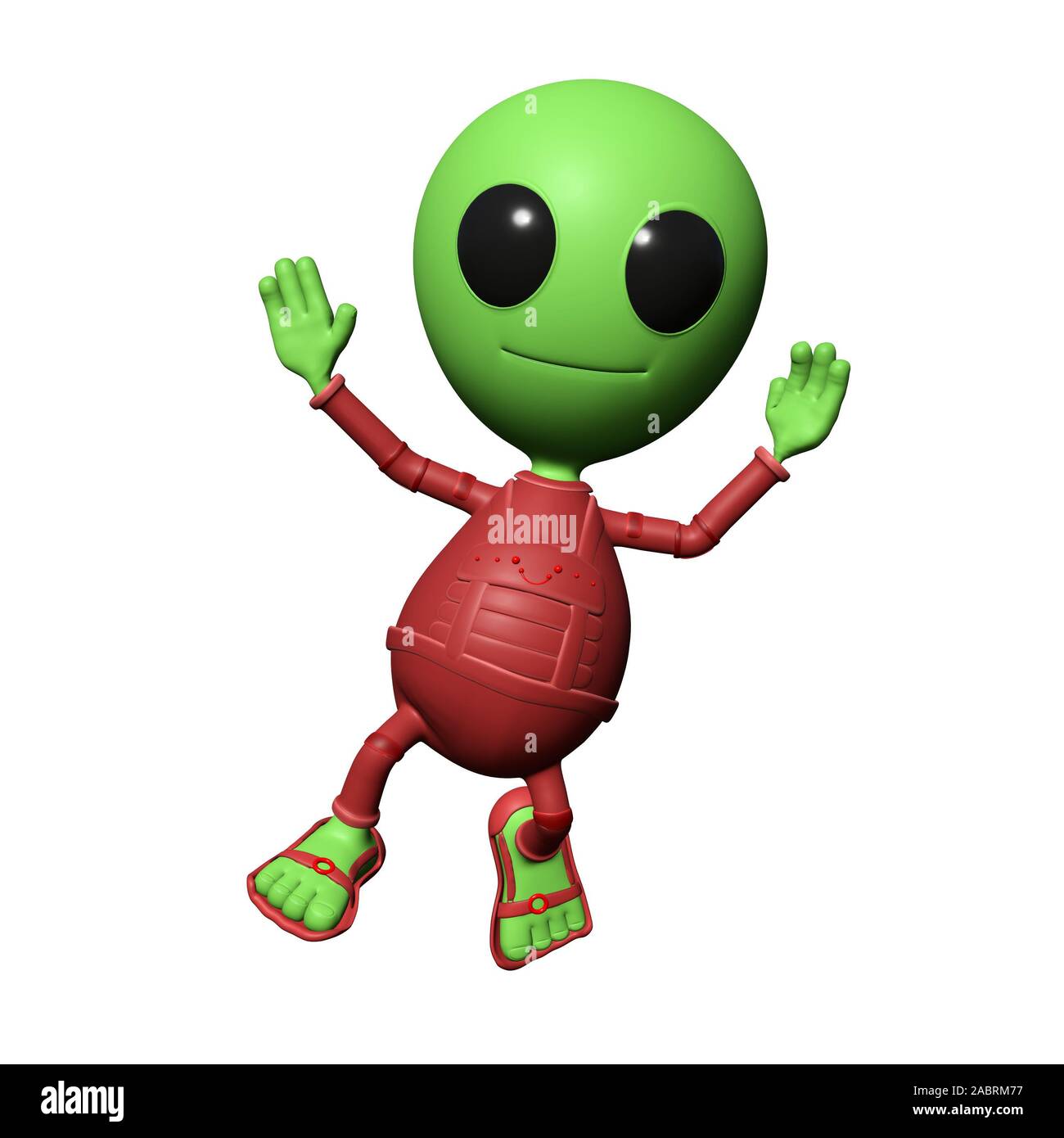 Cute Little Alien Zeichentrickfigur ist glücklich springen Stockfoto