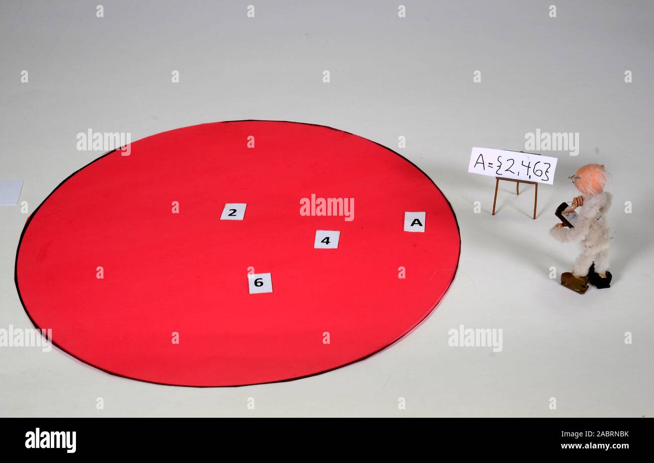 Mathematik set Demo: Die Elemente der Ein in Form einer Liste an die Tafel geschrieben werden. Stockfoto
