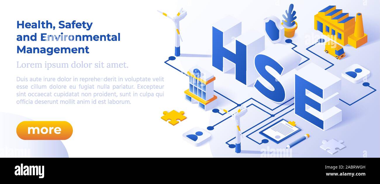 HSE - Gesundheits-, Sicherheits- und Umweltmanagement. Web Banner für Business und Organisation. Stock Vektor