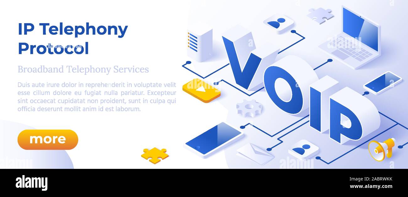 VOIP IP-Telefonie Services - isometrische Vektor Konzept Abbildung. Stock Vektor