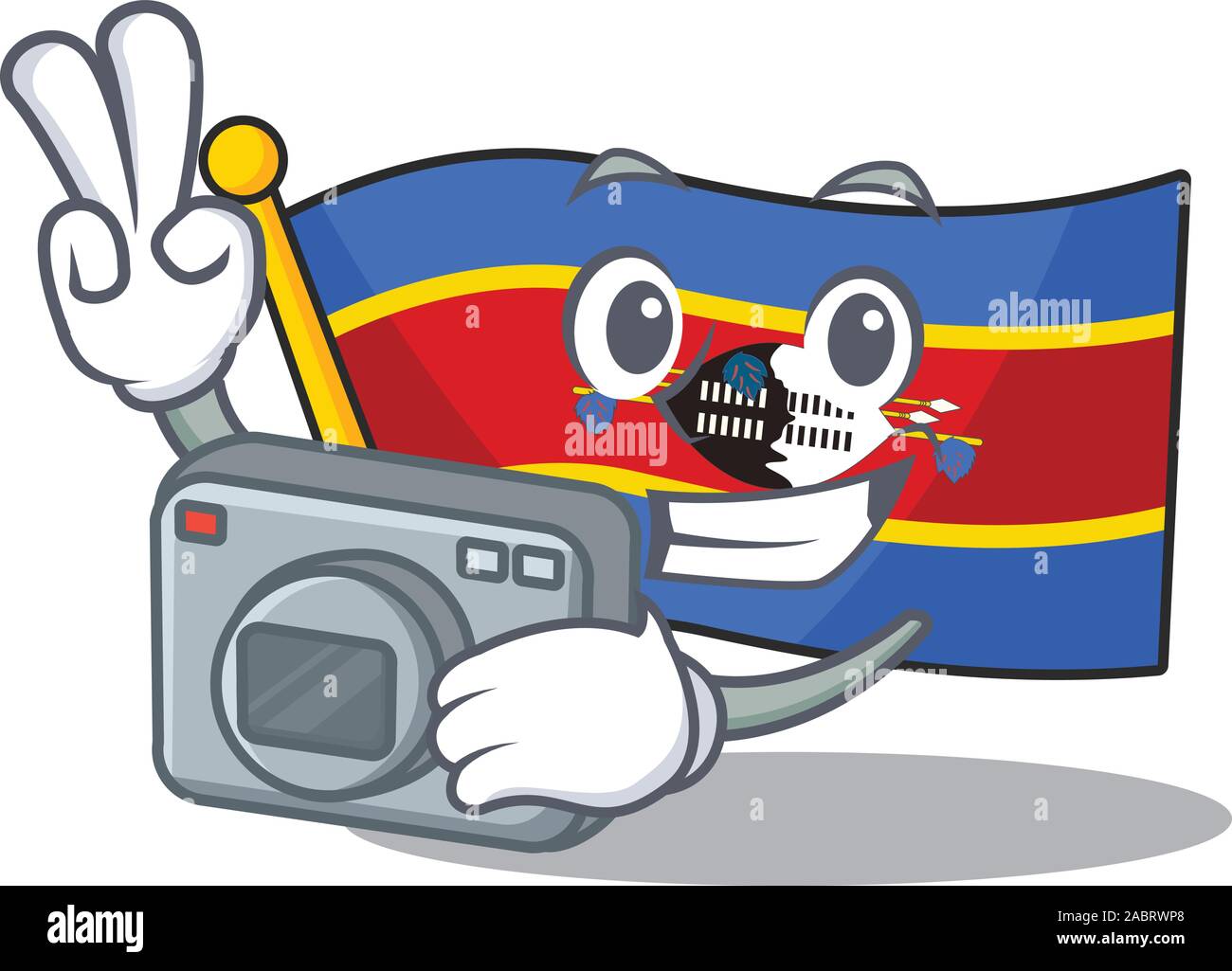 Ein professioneller Fotograf Flagge swazilandcartoon Charakter mit einer Kamera Stock Vektor