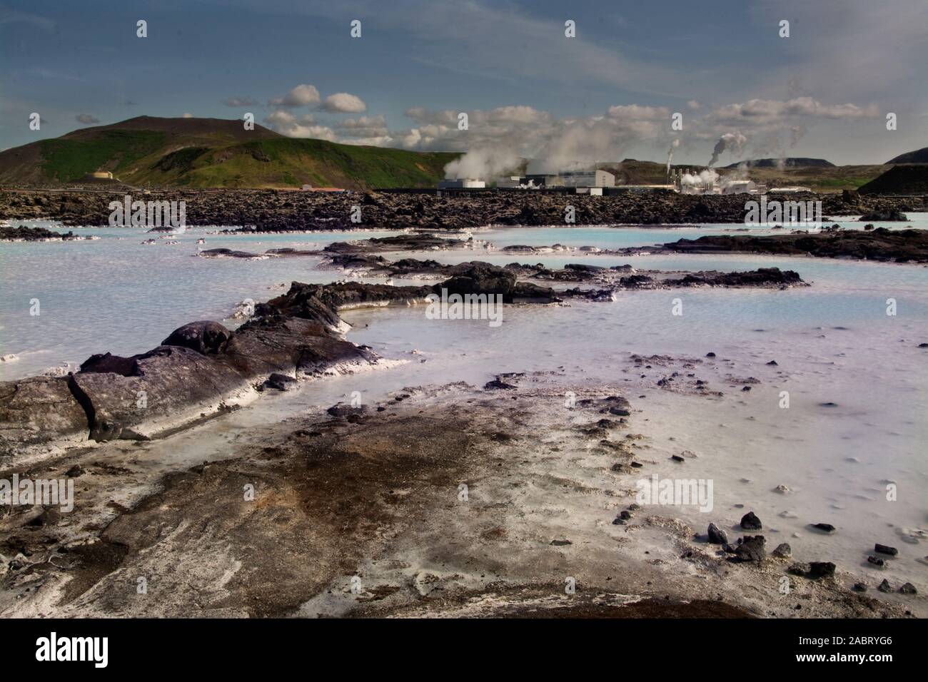 Europa, Island, Reykjanes Halbinsel, Grindavík, Blue Lagoon, einem geothermischen Spa neben dem geothermiekraftwerk Svartsengi Stockfoto