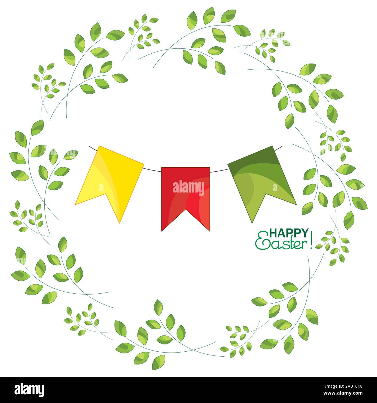 Fahnen Girlande, Urlaub Dekoration auf einem Hintergrund mit Zweige. Frohe Ostern! Stock Vektor