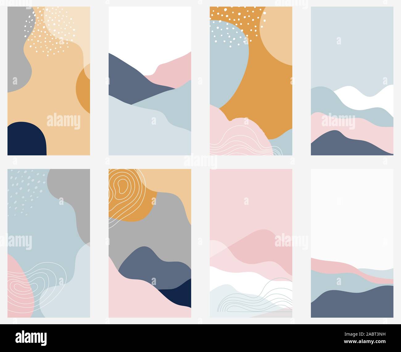 Sammlung von abstrakten Hintergrund Designs, Formen in sauberen Skandinavischen trendigen Stil. Geschichte vorlagen, winter Verkauf, Social Media fördernden Inhalt Stock Vektor