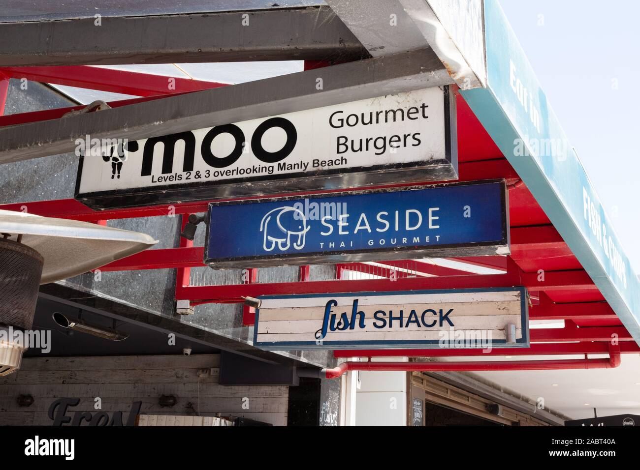 Schilder für Restaurants; Manly, Sydney Australien Stockfoto