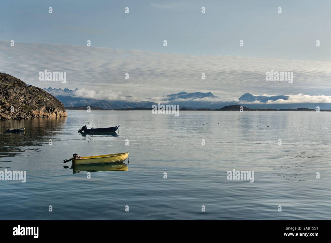 Europa, Süd West Grönland, Maniitsoq, Aussicht auf den Fjord von der Stadt Stockfoto