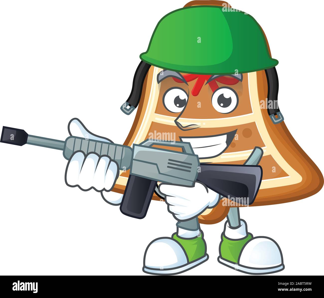 Ein Cartoon Stil der Bell cookies Armee mit Maschinengewehr Stock Vektor