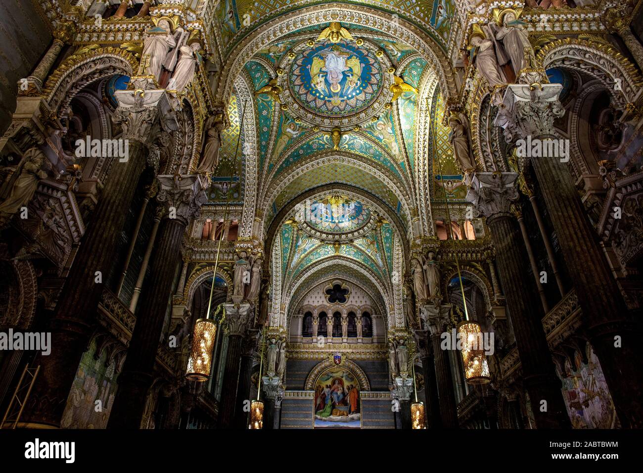 Unsere Liebe Frau von Fourviere Basilica, Lyon, Frankreich. Stockfoto