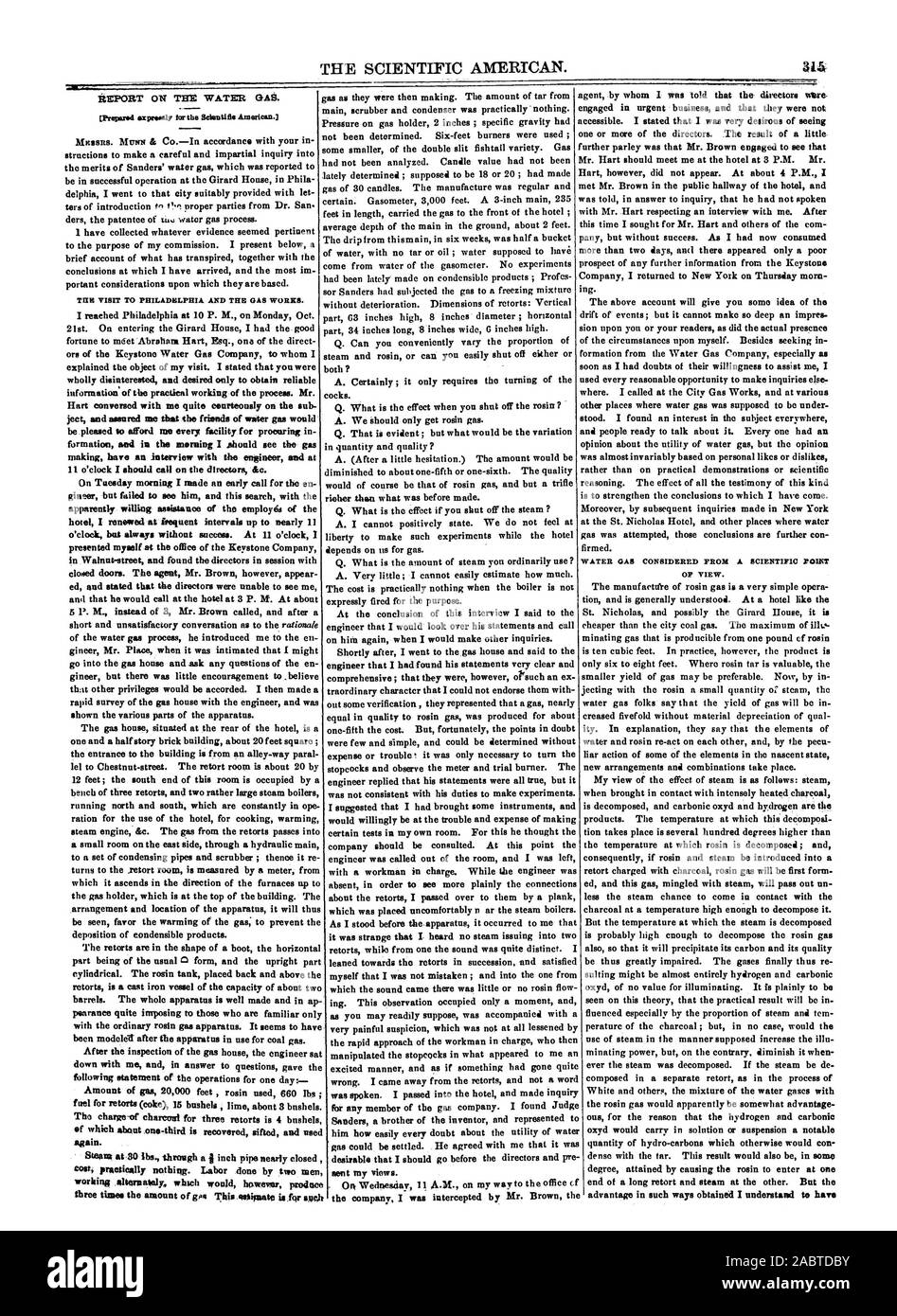 Modelliert worden: Nach der Apparate, die in der Verwendung für Kohle Gas. Nach der Inspektion der gas Haus der Techniker setzte sich mit mir und in Antwort auf die Fragen gab die folgende Erklärung der Operationen für einen Tag: Menge von Gas 20000 Fuß Kolophonium 660 lbs verwendet; wieder. Abwechselnd arbeiten, die jedoch würde drei Mal die Menge produzieren () Rips diese Schätzung ist für Buell, Scientific American, 1860-11-10 Stockfoto Modelliert worden: Nach der Apparate, die in der Verwendung für Kohle Gas. Nach der Inspektion der gas Haus der Techniker setzte sich mit mir und in Antwort auf die Fragen gab die folgende Erklärung der Operationen für einen Tag: Menge von Gas 20000 Fuß Kolophonium 660 lbs verwendet; wieder. Abwechselnd arbeiten, die jedoch würde drei Mal die Menge produzieren () Rips diese Schätzung ist für Buell, Scientific American, 1860-11-10 Stockfoto