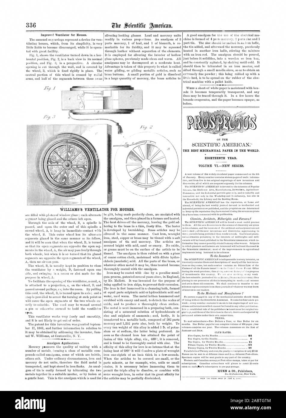 Das beste mechanische PAPIER IN DER WELT. Achtzehnten JAHR. Band der Serie VINEW., Scientific American, 1862-05-24 Stockfoto
