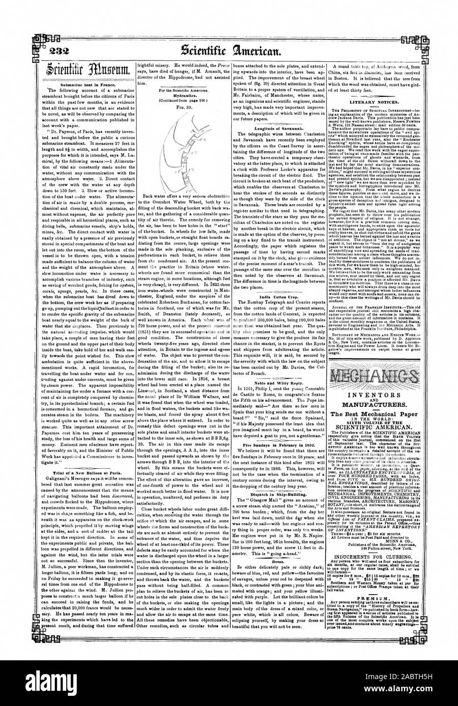Architektur MAUERWERK BOTANIK - kurz, es umfasst die entirerangeof der Künste und der Wissenschaften. Jede andere Wochenzeitung im Land nämlich eine ausdrücklich für seine Säulen am Patentamt - damit Trarms - 2 $ pro Jahr; $ 1 für sechs Monate. Alle Briefe müssen Post gezahlt werden. t MUNN & Co Verleger des Scientific American 128 Fulton Street New York. Anreize für Clubbing. Jede Person, die Sie uns senden, vier Teilnehmer für den vollen Wert. PREMIUM. Steam Navigation 'Re-publishedln Buch-hav Preis 75 Cent., 1851-04-03 Stockfoto