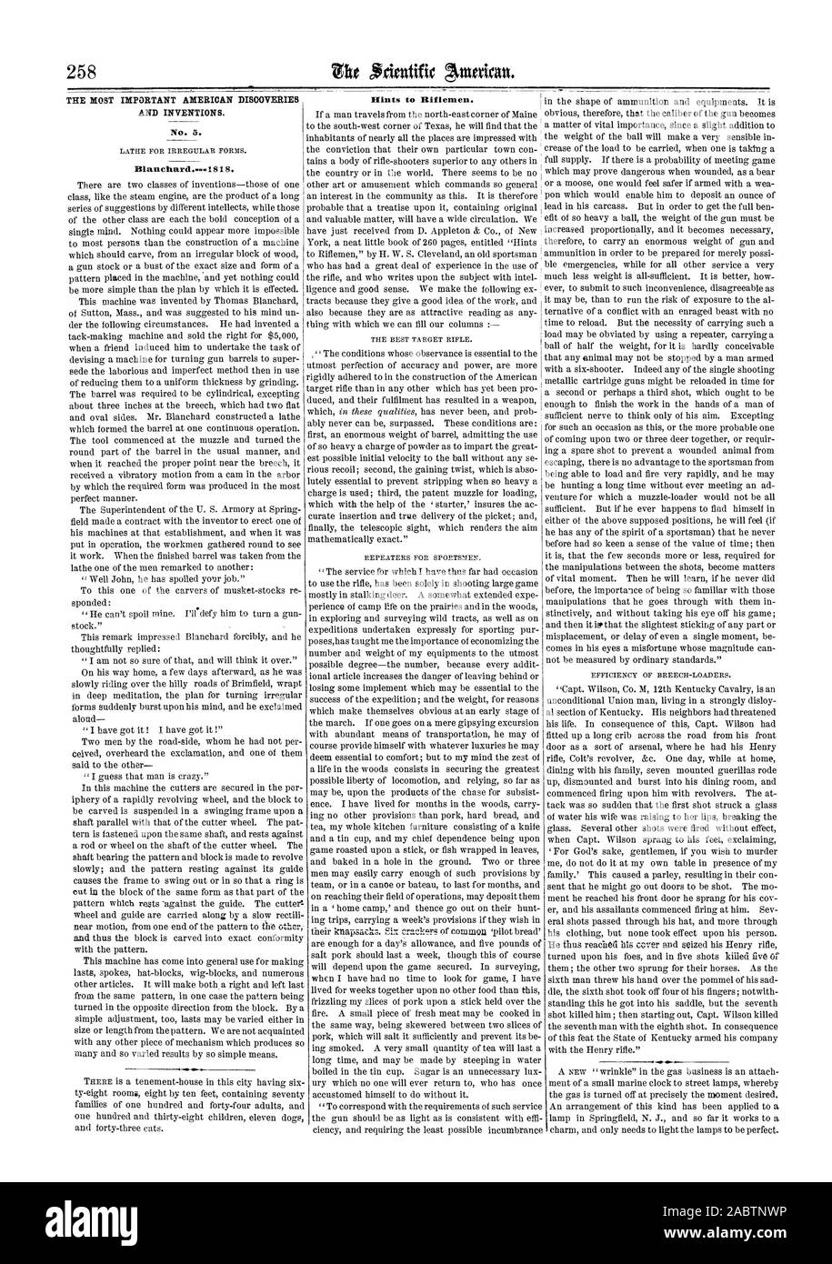 Blanchard. Hinweise zu schützen., Scientific American, 1864-04-23 Stockfoto