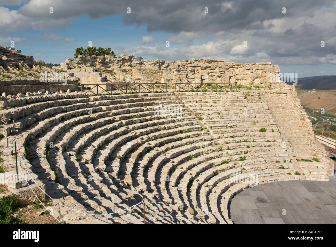 Italien, Sizilien, Selinunte, Monte Barbaro, griechischen Amphitheater (4. oder 3. Jahrhundert v. Chr.) Stockfoto