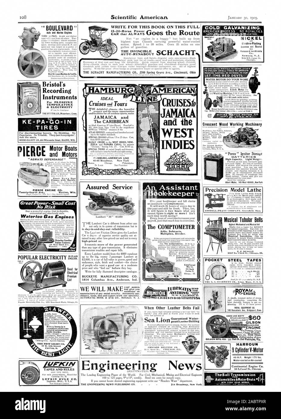 Herstellung von Metall Neuheit. Automatische ma. chinery Tools stirbt und Experten arbeiten unsere Spezialität. Automatische 00K AUGEN & Co. Hoboken. N..1. Wir machen Die COMPTOMETER fügt Subtrahiert multipliziert. Teilt. IVBRICATESW: Nichts "gelübde Precision Modell Drehmaschine POCKET, Scientific American, -1909-01-30 Stockfoto