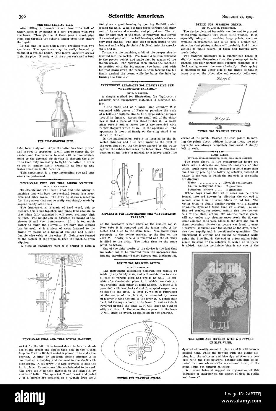 Die selbst-Rauchen. HOME-MADE-KNOPF UND ROHR. HOME-MADE-KNOPF UND ROHR. Preiswerte Geräte für die Veranschaulichung der 'Hydrostatisches Paradoxon."-Apparat für die Veranschaulichung der 'Hydrostatisches Paradoxon." GERÄT FÜR ZEICHNUNG STEINKOHLENBRIKETTS. Gerät für die Zeichnung STEINKOHLENBRIKETTS. Gerät zum Waschen wird gedruckt. Gerät zum Waschen wird gedruckt. BLUE ROSES. Der blaue Adern., Scientific American, -1909-11-11 Stockfoto