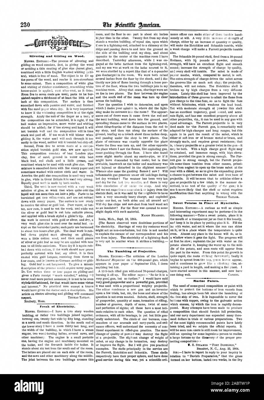 Das Taumeln der Geschosse. Sehr gute Schießpulver und eine mächtige Waffe führen. In letzter Zeit diese Shell wurde durch die Einführung von drei Rillen der Flamme Gun kostenlos zu der Zeit fuze so wie der Fuze süße Potat Anstelle der Hyazinthen ans Licht zugeben verbessert. Schiffsfarben. Die erfolgt, durch die das Bügeleisen ist schnell decom ein großes Vermögen Ely die disoevery der richtigen pro schützen Zusammensetzung: Beaufort N.C. 22.08.1864. Bezug auf 'Dvon Avis Vorbereitung", dass das Gras auf ihre Unterseite bildeten sich zwei Wochen im Trockenen, Scientific American dauerte, 64-10-08 Stockfoto