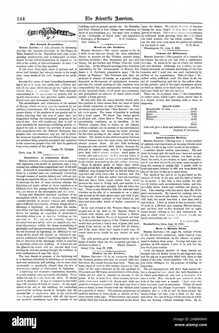 Holz auf der Prärien. Holz auf der Prärien. Zement für Mühlsteine., Scientific American, 66-09-08 Stockfoto