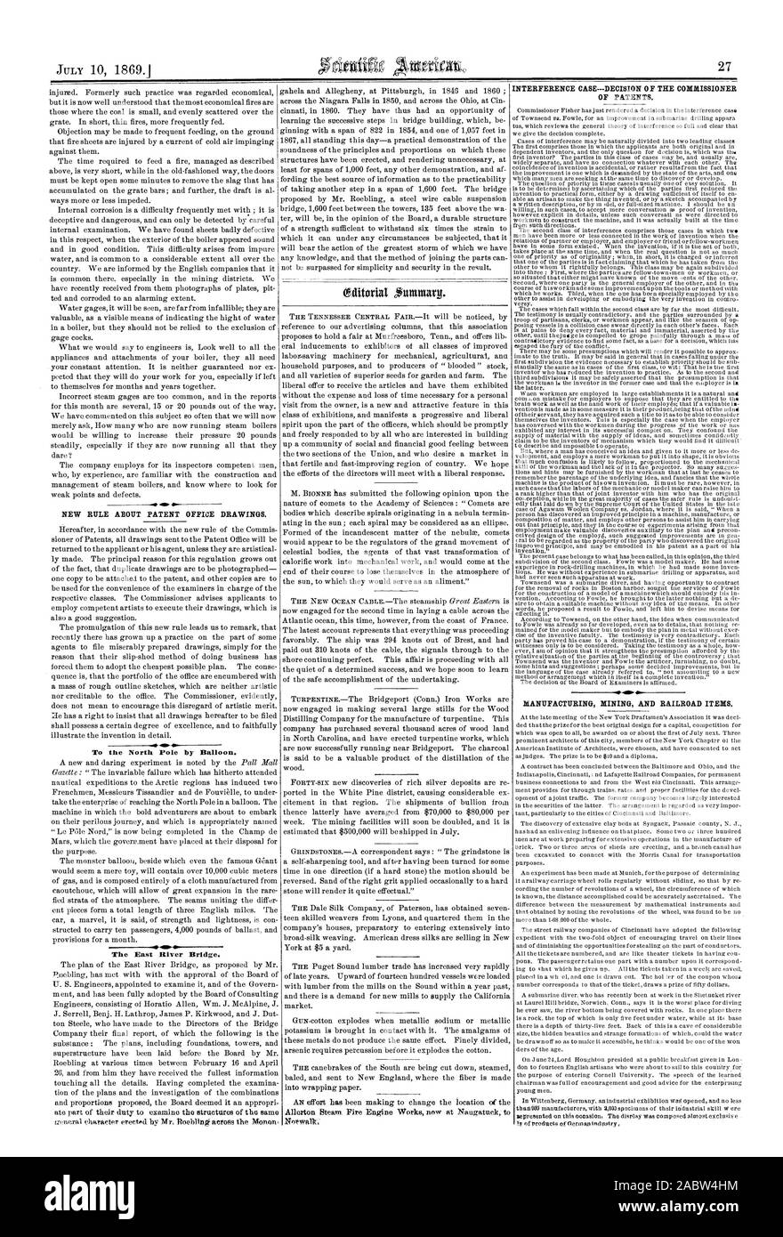 An den Nordpol von Ballon. Der East River Bridge. Störungen bei - ENTSCHEIDUNG DER KOMMISSAR VON PATENTEN. Kommissarin Fisher hat einfach eine Entscheidung, in der Störungen erzeugt. Bei Townsend vs Fowle für eine Verbesserung der u-Boot bohren appara Ms, die Bewertungen der allgemeinen Theorie der Interferenzen so voll und klar, dass wir die Entscheidung" abgeschlossen. Fälle von Störungen können natürlich in zwei führenden Klassen Die erste beinhaltet diejenigen, in denen die Antragsteller sind sowohl Originale als auch in den abhängigen Erfinder und die einzige Frage, die für die Entscheidung ist, die die ersten Erfinder war aufgeteilt werden Stockfoto