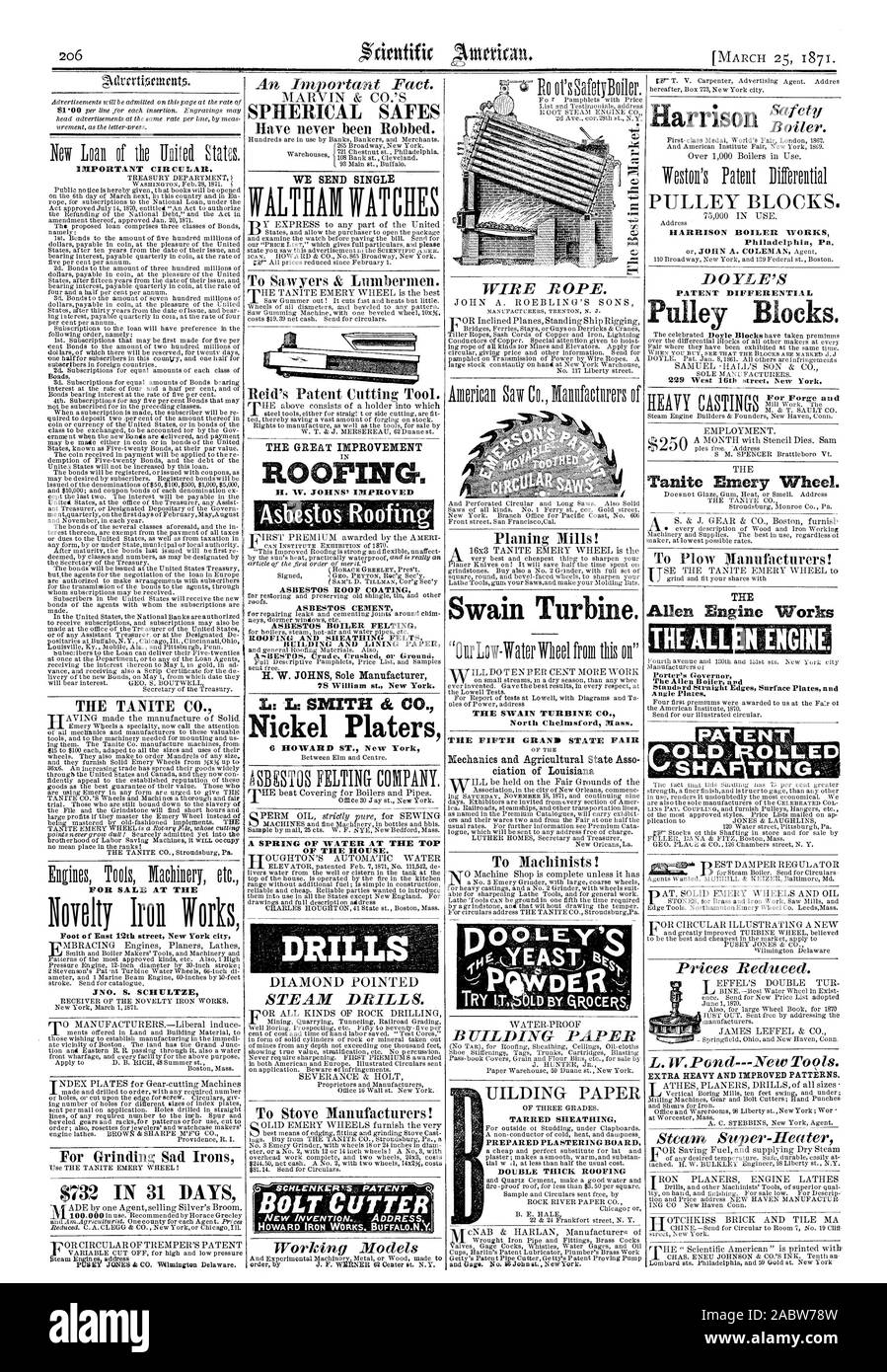 Wichtige Rundschreiben. Fliese TANITE CO. FÜR VERKAUF AN DEN JNO. S. SCHULTZE zum Schleifen traurig Eisen $ 732 IN 31 TAGEN SPHÄRISCHEN SAFE Rave nie beraubt worden. Wir senden SINGLE zu Säger & Holzfäller. Reld die Patent Schneidwerkzeug. Asbest DACH BESCHICHTUNG ASBESTZEMENT ASBEST KESSEL FILZEN 78 William st. New York. L: L: SMITH di.co.Nickel Http://chromitierung.surtec.com WASSER AN DER SPITZE DES HAUSES. Zu Herd Hersteller! Bolzenschneider 'HOWARD IRON WORKS BÜFFEL. N.Y. Hobelwerke! Swain Turbine. Norden Cheimsford Messe DES FÜNFTEN GRAND STATE FAIR Mechanik und landwirtschaftlichen Zustand Asso Ciation von Louisiana zu Maschinisten Stockfoto