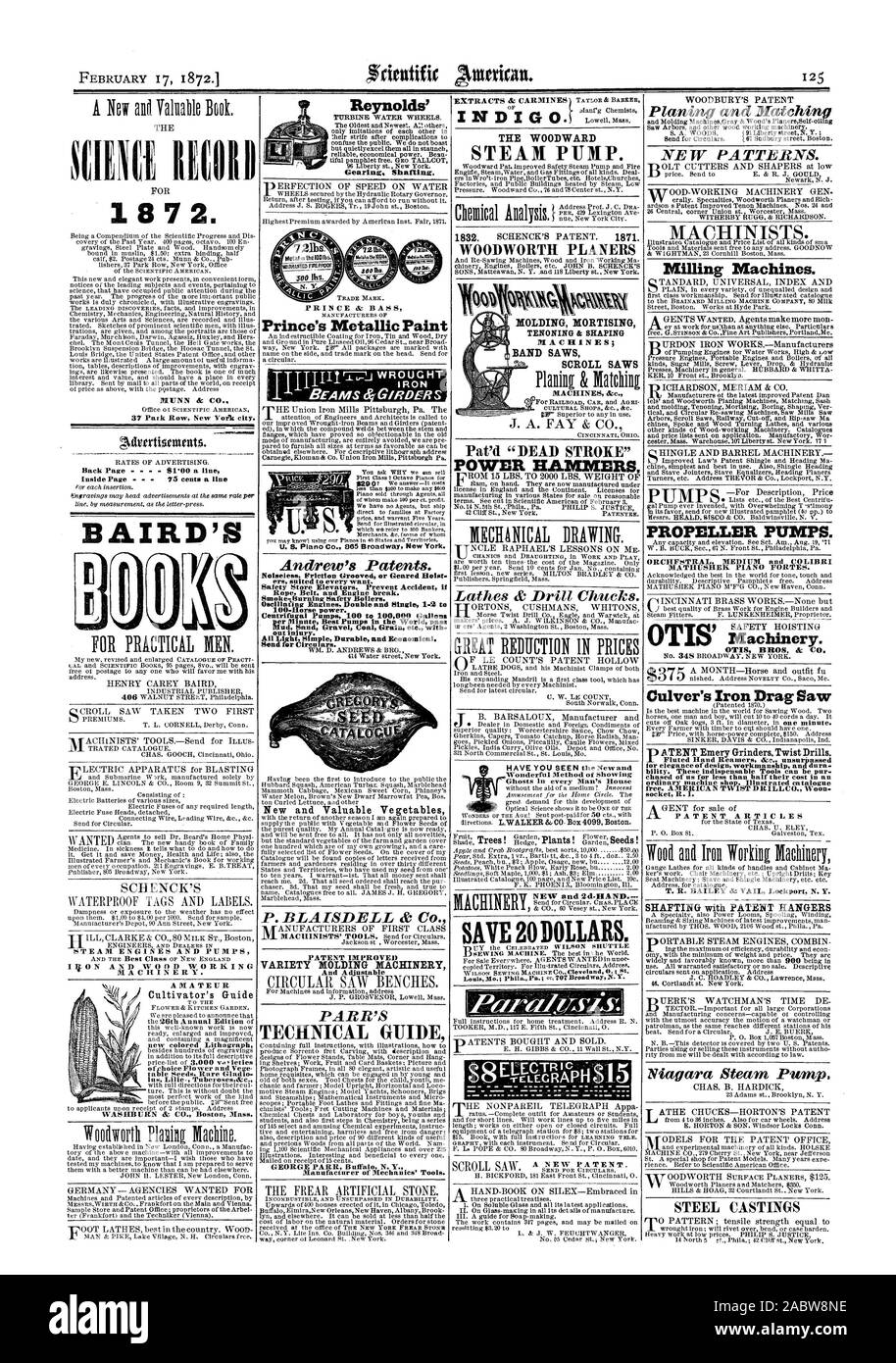 Pro Minute beste Pumpen in der Welt pass Schlamm Sand Kies Kohle Getreide etc. Mit der Verletzung. Alle Licht einfach, langlebig und wirtschaftlich. Neue und wertvolle Gemüse S. BLAISDELL & Co. PATENT VERBESSERT VIELZAHL SPRITZGIESSMASCHINEN und verstellbare PARR'S TECHNICAL GUIDE GEORGE PARR Buffalo N.Y., Hersteller von Mechanik Tools. Den WALD GEMEINDE DAMPF PUMPE. WOODWORTH PLANERN INDIG Drehmaschinen & Bohrfutter. Wundervolle Methode zu zeigen, neue und 2d-HAND SPAREN SIE 20 Dollar. 5 41 Reynolds' Getriebe Shafting PRINZ & BASS Pat ''Dead STROKE POWER HÄMMER, Scientific American, 1872-02-17 Stockfoto