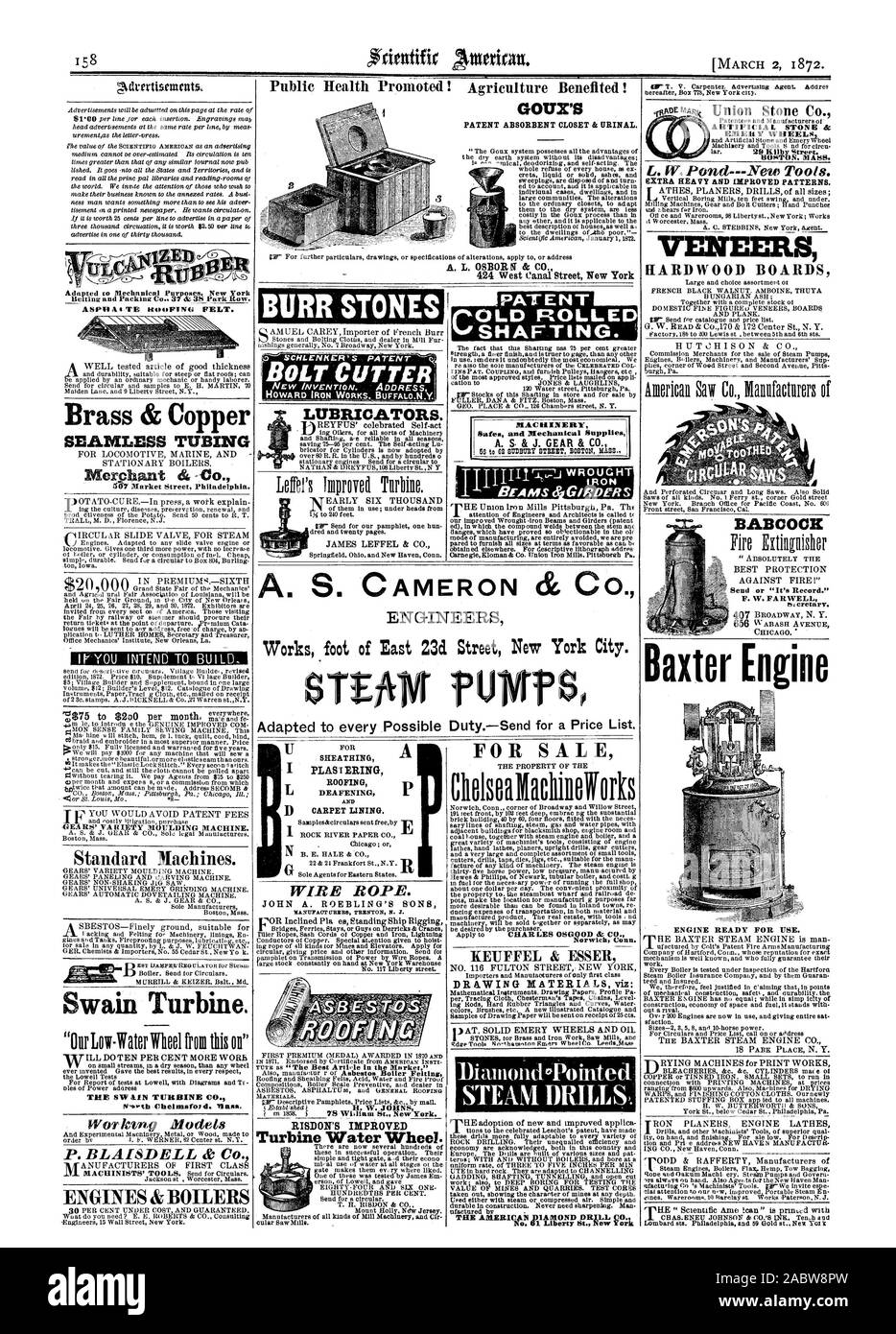 Die öffentliche Gesundheit gefördert! Die Landwirtschaft profitiert! Swain Turbine. Der SW-AIN TURBINE CO.Worktng Modelle S. BLAISDELL & Co. MOTOREN & KESSEL BURR STEINE SCHLENKER". S BOLZENSCHNEIDER! Öler. Maschinen A. S. & J. GANG & Co Norwich Anschl. ZEICHNUNG MATERIALIEN Viz: Diamondcrointed Nr. til Liberty St. New York Union Stein Co.EIUIdRY RÄDER BOSTON MASS. Furnier LAUBHOLZ BOARDS ASPUAS TE itonFING fühlte. Messing & Kupfer nahtlose Rohre UMMANTELUNG VERPUTZEN OHRENBETÄUBENDEN DRAHTSEIL. RISDON die verbesserte Turbine Wasserrad. BABCOCK Senden oder "Record." F. W. FARWELL e. cretarv. Motor EINSATZBEREIT. Baxter Motor Stockfoto