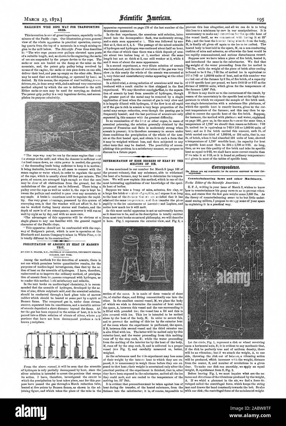 Counter balancing Sawa und andere Maschinen., Scientific American, 1872-03-23 Stockfoto