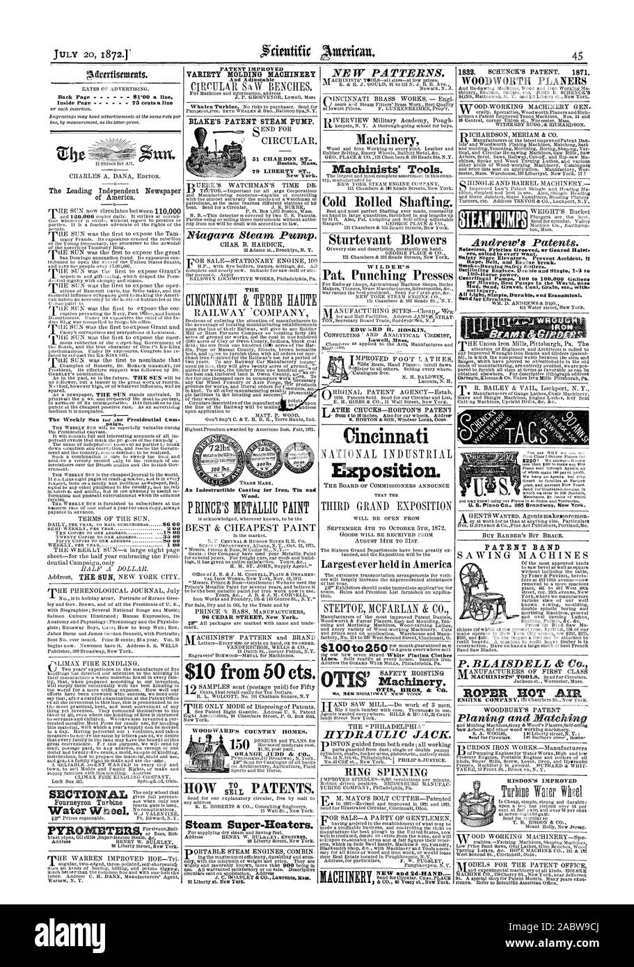 Zurück Seite 9100 eine Linie Inside Seite - 75 Cent pro Zeile b Der führende unabhängige Zeitung von Amerika. Schnitt Fourneyron Turbine Wasserrad. PATENT VERBESSERT VIELZAHL SPRITZGIESSMASCHINEN und verstellbare Maschinen Kaltgewalzte Shafting. Sturtevant Gebläse W ICH 13 D E R' S Cincinnati Exposition. $ 100 bis 250 BLAKE'S PATENT DAMPF PUMPE. 79 LIBERTY ST. New York. 7 2 Ths. Holz. Reihe SL-Patente. Dampf Super-Heaters. WOODWORTH PLANERN DAMPF PUMPEN Nr. 0108: 4 Reibung gerillt oder ausgerichtet werden. PATENT BAND, Scientific American, 1872-07-20 Stockfoto