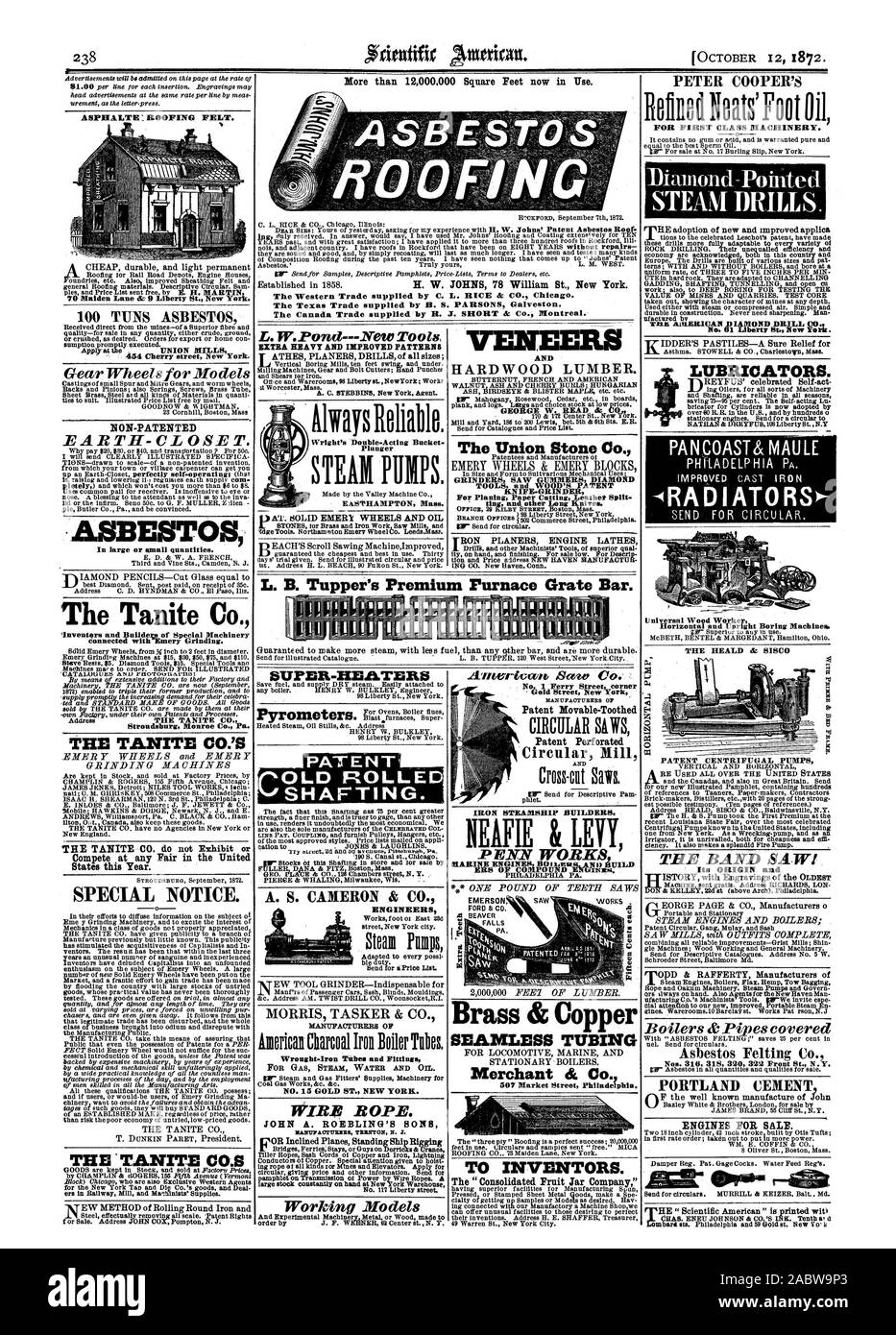Ingenieure ble Pflicht. MORRIS TASKER & Co Hersteller von Wrought-Iron Rohre und Formstücke Nr. 15 GOLD ST. NEW YORK. Drahtseil. JOHN A. ROEBLINO DES BONS ILLNUFACTOXIM TRENTON NEW JERSEY Rundschreiben geben Preis und andere Informationen. Bend für Nr. 7 Liberty Street. Modelle und Experimentelle Maschinen. Metall oder Holz t von J. F. WERIsaR 61 Zentrum an. N.Y. Messing & Kupfer nahtlose Rohre Kaufmann & Co 507 Market Street, Philadelphia. IRON STEAMSHIP Bauherren. EAFIE & ABGABE ENN WERKE bauen, PA. Funktioniert Cif für Erfinder. Die "Konsolidierte Obst Jar Firma 'PETER COOPER'S FÜR ERSTKLASSIGE MASCHINEN Stockfoto