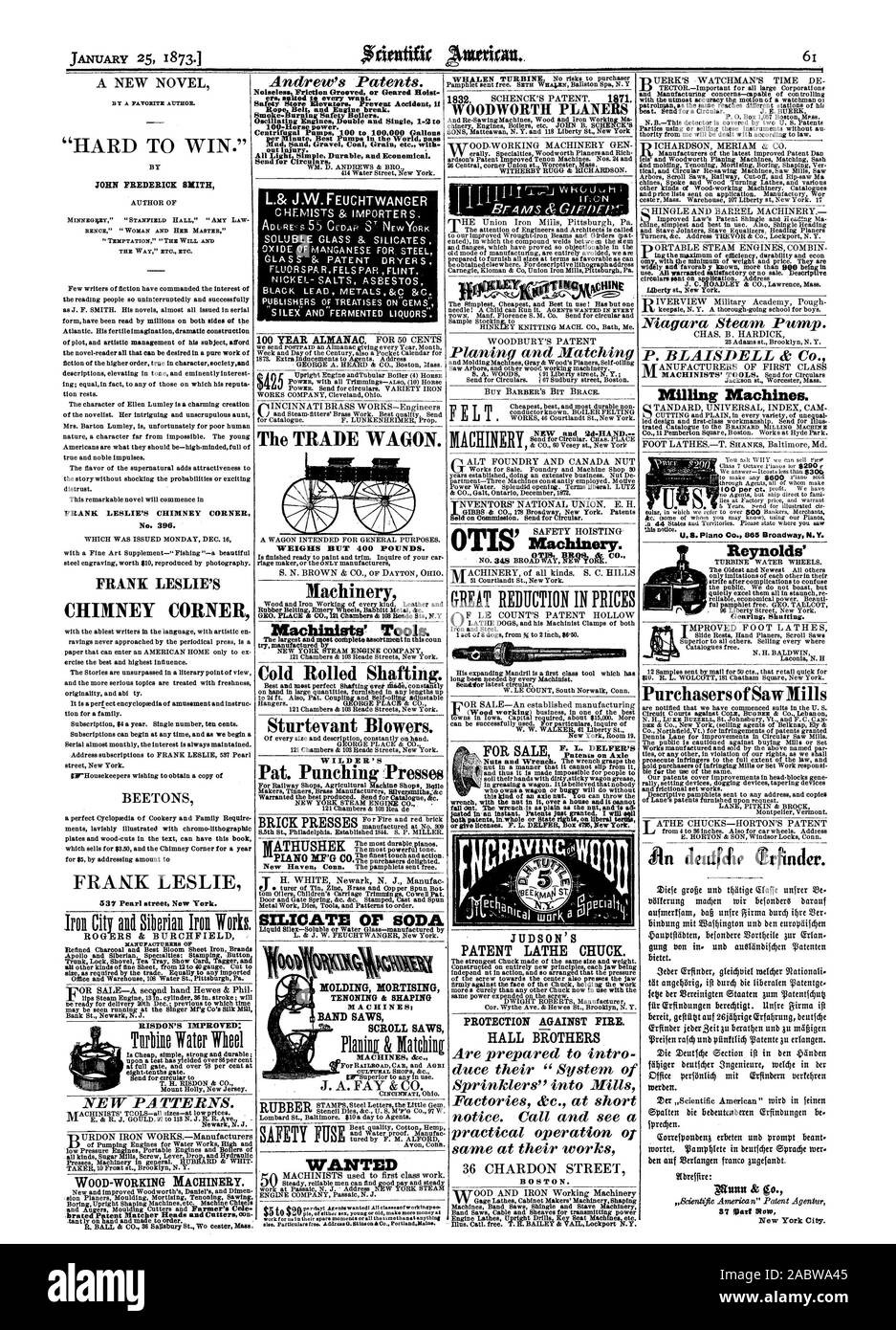 Leider wollte. Angaben frei. 0. Stioson Addreas&Co Portland. lialne. Aber wiegt 400 Pfund. Maschinen Maschinisten' Tools. Kalte Shafting gerollt. Sturtevant Gebläse. WILDER VON PAT. Stanzen: Pressen SILIKAT OP SODA BRICK PRESSEN MOLDING VERZAPFENDEN TENONING & GESTALTUNG MASCHINEN; BANDSÄGEN BLÄTTERN SÄGEN KULTURELLE GESCHÄFTE & C. Maschinen. ; Patente auf Achse Rechnung heraus. Der Schlüssel ist so deutlich wie die Mutter in einem Augenblick Verpaart andls. Patente nur gewährt. Ich werde sial oder Lizenzen geben. F.L. DELFER Box 4395 New York. Die JUDSON PATENT DREHBANKFUTTER. Schutz gegen Feuer. Halle BRÜDER BOSTON. denifehe & Finder. 37 Stockfoto