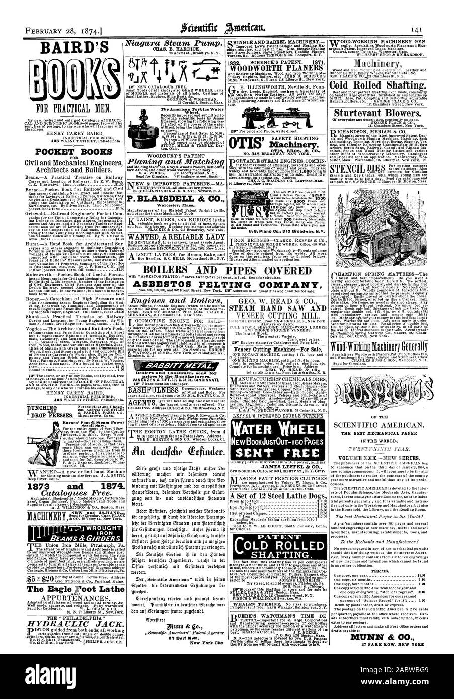 Architekten und Bauherren. 1873 und 1874. Balken & RDERS der Adler Fuß Drehmaschine S. I3 LAISDELL TFT CO. WOLLTE EINE ZUVERLÄSSIGE DAME Maschinen kalten Shafting gerollt. Sturtevant Gebläse. ri HAMPION FEDER MATRATZE - Die LAUTSTÄRKE XXXNEW SERIE. Begriffe. MUNN TFT CO. ALTE GEROLLT SHAFTING. Dampf BANDSÄGE und Furnier Schneidemaschinen - Zum Verkauf GEO. W. LESEN SIE BEI C WASSER RAD ein Set von 12 Stahl Drehmaschine Hunde Händler und Verbraucher über die Preise der Hersteller. VAN DUZEN&T 1FT. 102 E. 21 CINCINNATI. iin deutfche (trfinder. 37 Mart Mote New York City AGENTEN KESSEL UND ROHRLEITUNGEN ABGEDECKT ASBEST FILZEN UNTERNEHMEN DIE BESTEN Stockfoto