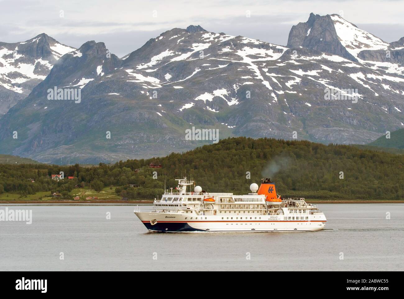 Kreuzfahrtschiff Bremen bei Tromsö, Norwegen, Stockfoto