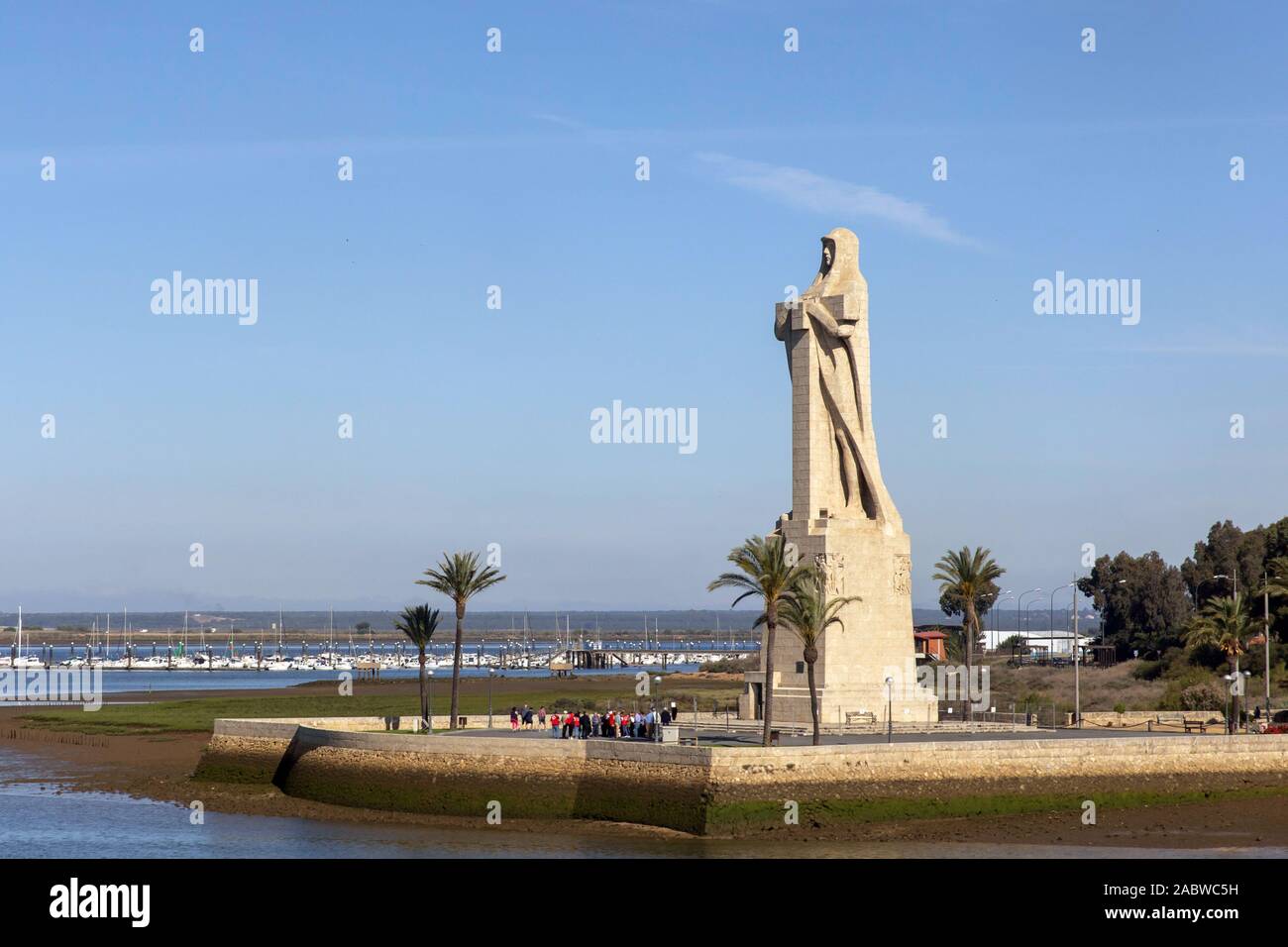 Statue von Christoph Kolumbus in Huelva, Spanien, Stockfoto