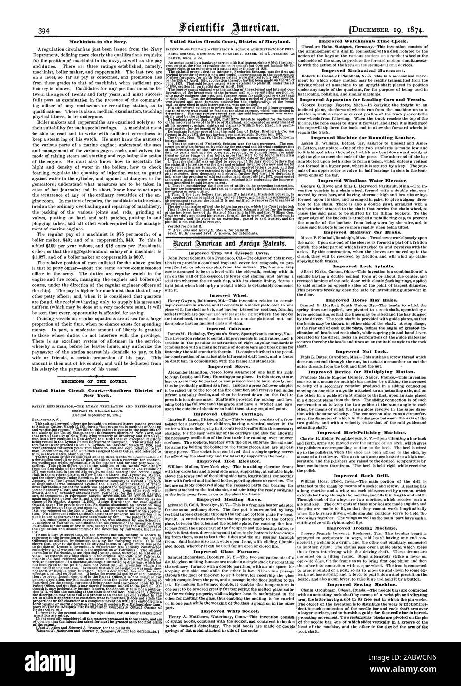 Maschinisten in der Marine. Entscheidungen der Gerichte. United States Circuit Court. südlichen Bezirk von New York. United States Circuit Court District von Maryland. Rad besser. Verbesserte Grubber. Verbesserte Herd. Die Beförderung des Kindes verbessert. Verbesserte Hod Aufzug. Verbesserte Heizung Herd. Verbesserte Glasofen. Verbesserte Peitsche Buchse. Mal verbessert die Wächter % Lauch. Verbesserte mechanische Bewegung. Verbesserte Geräte zum Laden von Autos und Schiffe. Verbesserte Maschine zum runden Leder. Verbesserte Ankerwinsch Wasser Aufzug verbesserte Wagen Bremse. Verbesserter Sicherung in der Spindel. Verbesserte Pferd Heu Harken. Verbesserte Stockfoto