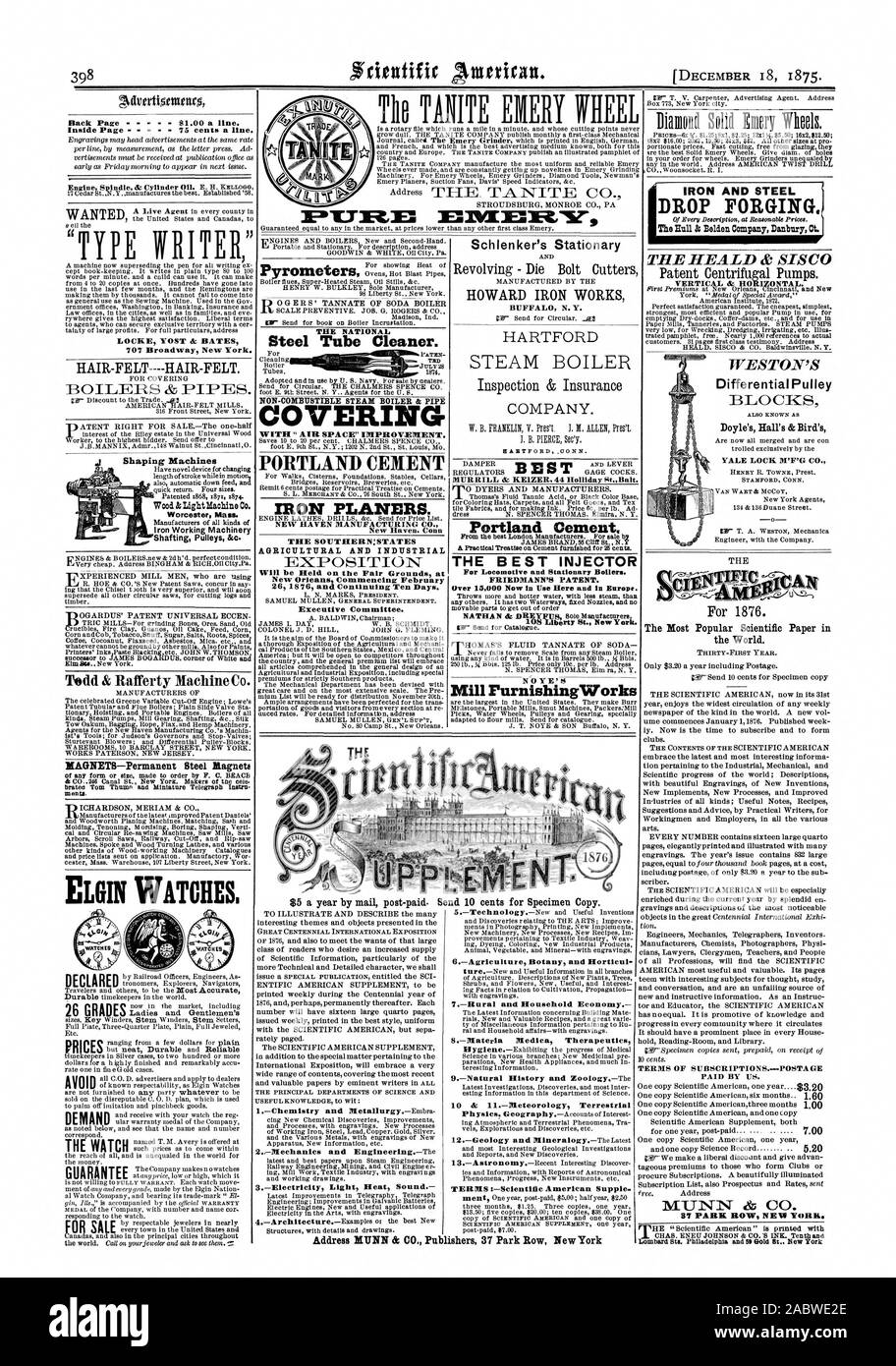 Zurück Seite 61.00 eine Linie. T JULI 2 S nicht brennbaren Dampf KESSEL & PIPE'' TERING mit 'Luft' Verbesserung. PORTLAND ZEMENT EISEN HOBEL. NEW HAVEN MANUFACTURING CO. New Haven. Conn DIE SÜDLICHEN: STAATEN LANDWIRTSCHAFTLICHE UND INDUSTRIELLE findet auf dem Messegelände am Schlenker von stationären und HOWARD IRON WORKS BUFFAL NEW YORK HARTFORD unternehmen werden. HARTFORD. CONN. MURRILL clz REIZER 44 Holliday St. Balt. Portland Zement. Von den besten Herstellern in London. Für Verkauf durch die besten Einspritzdüse für Lokomotiven und stationäre Kessel. FRIEDMANN'S PATENT. Über 15000 Jetzt hier und in Europa. Die Mühle HINWEIS Stockfoto