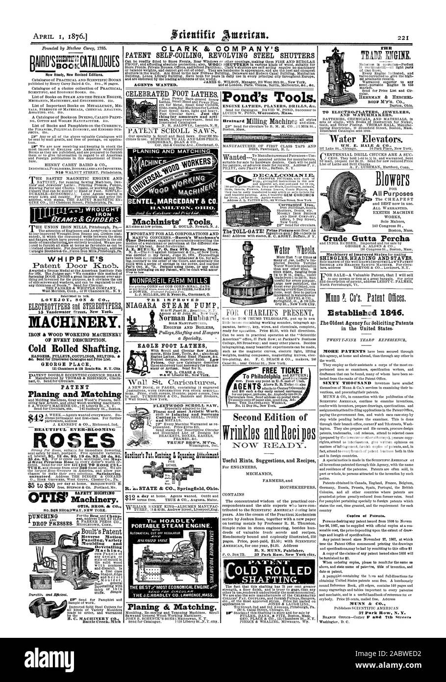 Fuß kostenloses Ticket Zweite Ausgabe von Nützliche Hinweise, Anregungen und Rezepte FHB HANDEL MOTOR. RODE M'F'S. Co. ELEKTRO-Http://chromitierung.surtec.com Juweliere und Uhrmacher. WM. E. HALE & Co Rohöl Gutta Percha SHIN GLES ÜBERSCHRIFT UND STANGEN. Die älteste Agentur für Werbung Patente in den Vereinigten Staaten. MUNN & Co. BENTEL MARCEDANT & Co. Maschinisten' Tools WICHTIG FÜR ALLE UNTERNEHMEN UND DIE VERBESSERTE NIAGARA STEAM PUMPE EAGLE FUSS Die HOADLEY PORTABLE DAMPFMASCHINE Drehmaschinen. Mit dem ST-e WIRTSCHAFTLICHSTE MOTOR TH E J. C. HOAD LE. Y CO Lawrence's Masse Teich Tools. Ich CALCCIIMLAN F ALTE GEROLLT SHAFTING., Scientific American Stockfoto