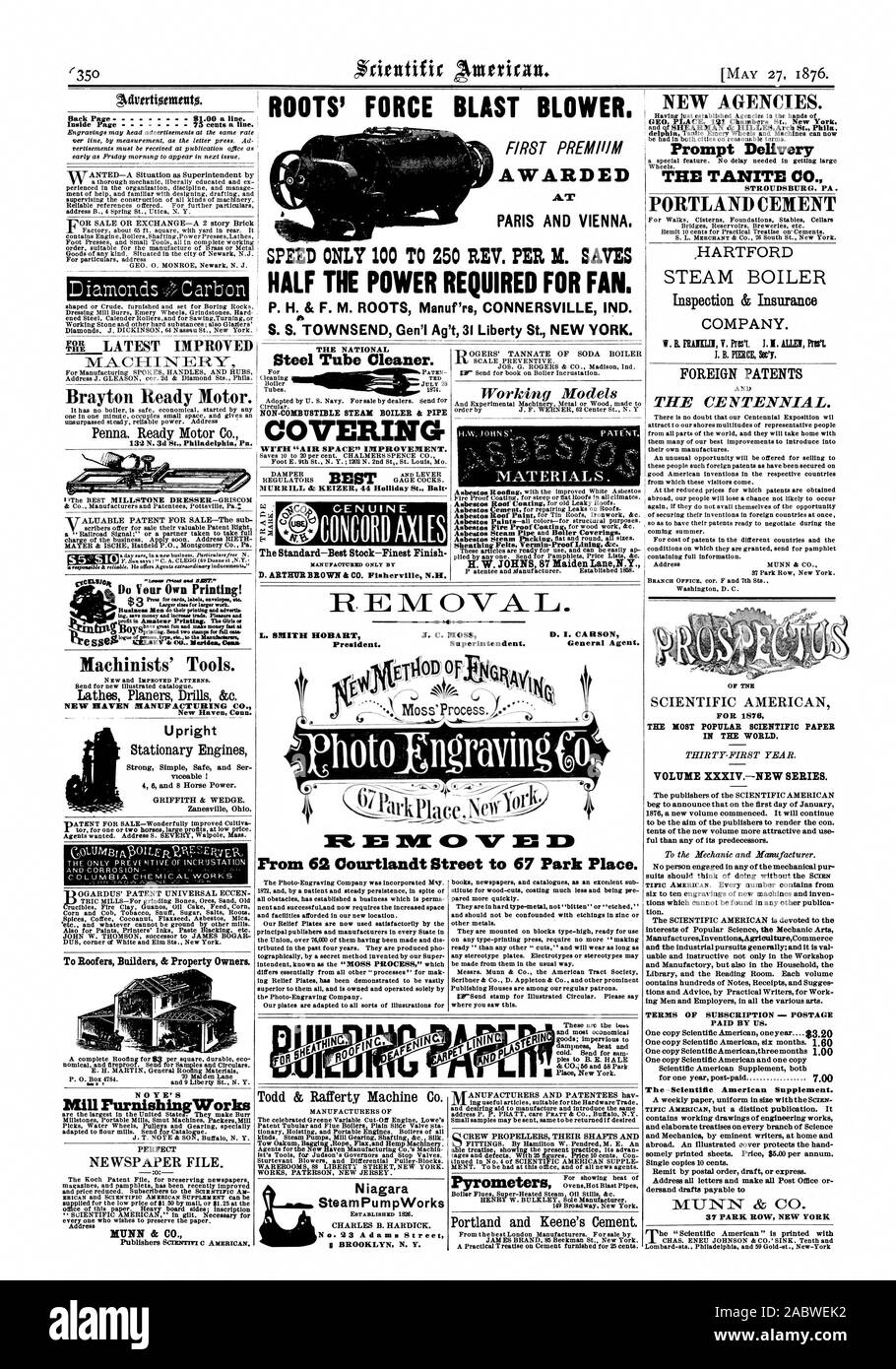 Wurzeln" KRAFT BLAST GEBLÄSE. Erste PREMIIIM AUSGEZEICHNET IN PARIS UND WIEN GESCHWINDIGKEIT NUR 100 BIS 250 REV PRO M. SPART DIE HÄLFTE DER ERFORDERLICHEN STROM FÜR LÜFTER. S. H.&F. M. WURZELN Herst'rs CONNERSVILLE IND. S. S. TOWNSEND Gen'l Ag' t31 Liberty St. NEW YORK. Stahl DER NATIONALEN e1eaner. Nicht brennbare DAMPFKESSEL UND ROHRE FÜR H. "W. JOHNS 87 Maiden LaneN. Y. R M OVAL. L. SMITH HOBART Präsident. J. C. MOSS Betriebsleiter. D.I. CARSON Allgemeine Agent. 1 E1 M1 vzCO M1: Von 62 Courtlandt Straße 67 Park Place. Waren; unempfindlich t feuchte Wärme und Dampf Pu m pWorks Nr. 2 3A Dämme Straße Maschinisten' Tools. Neue Stockfoto