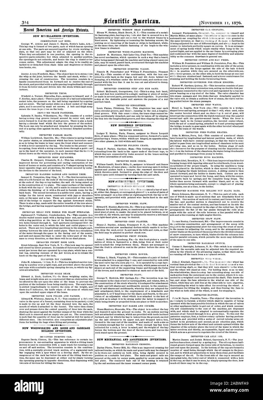 Anzahl der kleine Löcher, durch die das Öl tritt an den Jour nal und in die placedpins Ihnen frei zu halten und die Flucht des Öls zu erleichtern. An der Vorderseite der Cup ist ein offenes Glas Rohr am unteren Ende mit einem Loch in der Schale verbunden ist, so dass es einfach durch Öffnen der Tür, wie viel Öl in der Schale sein kann gesehen werden können gesichert., Scientific American, 1876 Stockfoto