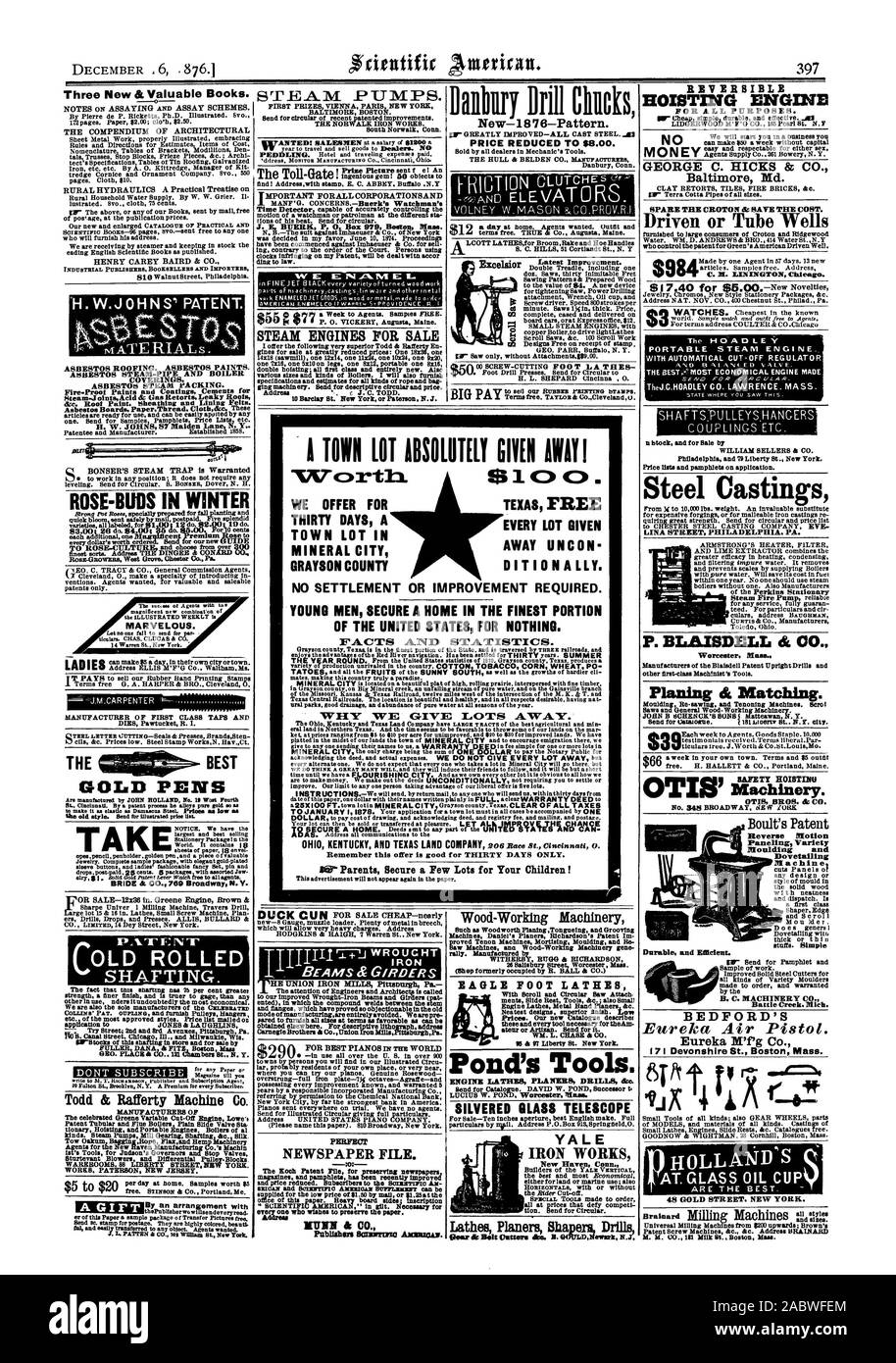 397 Drei neue und wertvolle Bücher. - 0 DAS KOMPENDIUM DER ARCHITEKTONISCHEN HENRY CAREY BAIRD & Co. INDUSTRIELLE VERLEGER BUCHHÄNDLER UND IMPORTEURE H. W.J OH N S' PATENT. Asbest DACHEINDECKUNG. Asbest Lacke. Asbest DAMPF-ROHR UND KESSEL. Asbest DAMPF VERPACKUNG. Fire-Proot Lacke, Beschichtungen und Klebstoffe für Steam-Jointee Säure und Gas Retorten undicht Roots & C. Root Malen. Ummantelung und Futter Filze ROSE - KNOSPEN IM WINTER WENN N ALTEN GEROLLT SHAFTING. Versuchen Straße; 2. und ftrd Alleen Pittsburgh. Pa. in der GEO. Ort & CO 121 Kammern St N.Y. DAMPF PUMPEN. Zeit Detektor in der Lage ist, präzise Steuerung der Bewegung der Stockfoto