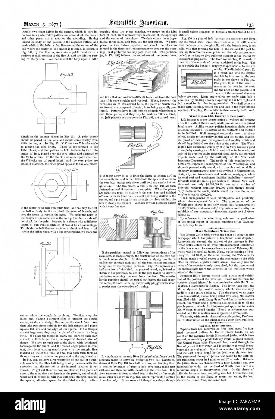 Washington Life Insurance Company. Mehr Telefon Triumphe., Scientific American, 1877-03-03 Stockfoto