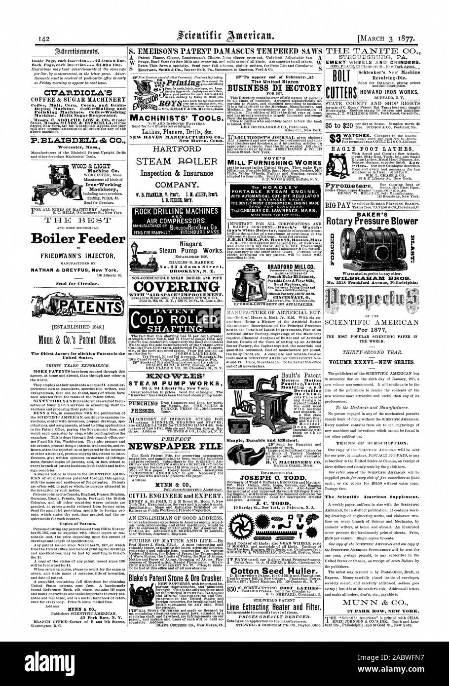 Die älteste Agentur für olieiting Patente in den Vereinigten Staaten. Kopien von Patenten. MUNN & CO 37 Park Row N.Y., Washington DC in den Vereinigten Staaten Unternehmen DI lECTORY HOYE'S MILL FURNISHINC FUNKTIONIERT PORTABLE DAMPFMASCHINE. Und B ALANCED VENTIL. Die besten WIRTSCHAFTLICHSTE MOTOR TheJ. c. HOADLEY CO LAWRENCE. Masse. Adartrtiot lit Inside Seite jedem Einfügen - 75 Cent pro Zeile. Zurück Seite jedem Einfügen $ 1,00 eine Linie. cicrAnzaor. avs Kaffee & ZUCKER MASCHINEN Kaffee Kakao Malz Mais und Getreide trocknen. Coffee-Hulling- und Poliermaschinen. Coffee-Washing Maschine. Helix Zucker Verdampfer. Worcester Masse Stockfoto