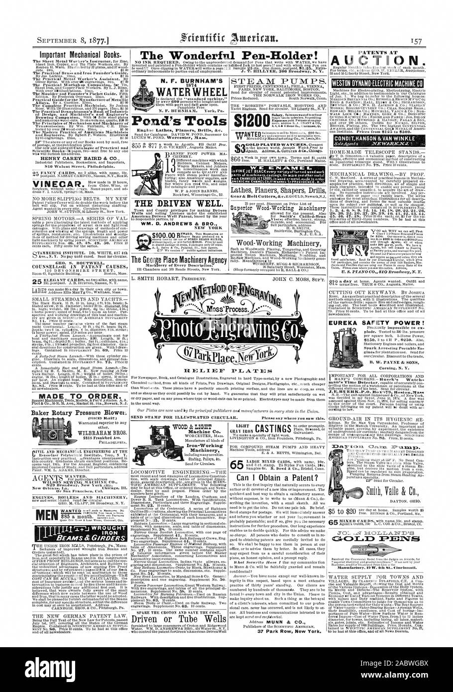 Die wunderbare Pen-Holder! Die neuen deutschen Patentrecht. Am 1.Juli 1977 für alle Staaten des Deutschen Patente im OG. 3a et 3r t C&gt; a2=1. xi332. Und VOR ALLEM FÜR KESSEL FÜTTERUNG DAMPF Pumpen aufgebaut. Erste PREISE CENTENNIAL 1 = RMA. Wien Senden für die Runde der letzten patentierte m Verbesserungen. Die norwalk IRON WORKS CO. Reduzierte Preise South Norwalk Anschl. $ 1200 Gehalt. Verkäufer wollte ordentlich tosellour. Adresse S. A. GRANT & WSalesmen an Kaufleute $ 90 Sal nry und Aufwendungen zu den annehmbaren Männern bezahlt eell. Damm Ci ty Herst aeturing CO St. L UieMo. ANTED Drehmaschinen Planern Shaper Bohrer N. J. U Stockfoto