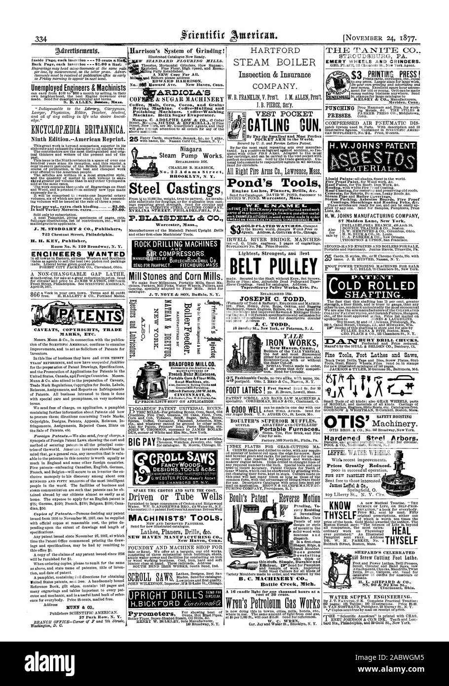 Arbeitslose Ingenieure & Maschinisten J. M. STODDART & Co Verlage INGENIEURE WOLLTEN VORBEHALTE URHEBERRECHTE MARKEN usw. 37 Park Row N.Y. ARDIOLA der Trockner. Coffee-Hulling und Maschine. Helix Zucker Verdampfer. T-Stück! Gussteile Worcester Messe Mühle Steine und Getreidemühlen. BRADFORD MÜHLE C FANCYWOODS gsgoLL Sägen. DESIGNSTOOLS&C&C. Angetrieben oder Rohr Brunnen MASCHINISTEN' TOOLS. New Haven Anschl. PRIGHT DER BOHRER WESTENTASCHE AUSSCHÖPFENDEN GEWEHR. Bei weitem die meisten Smallestand Perfekte's Pond Werkzeuge Motor Drehmaschinen Planern Bohrer & e. Riemenscheibe JOSEPH C. TODD C. TODD New Haven Anschl. Battle Creek. Mich 'WREN W. C. Stockfoto