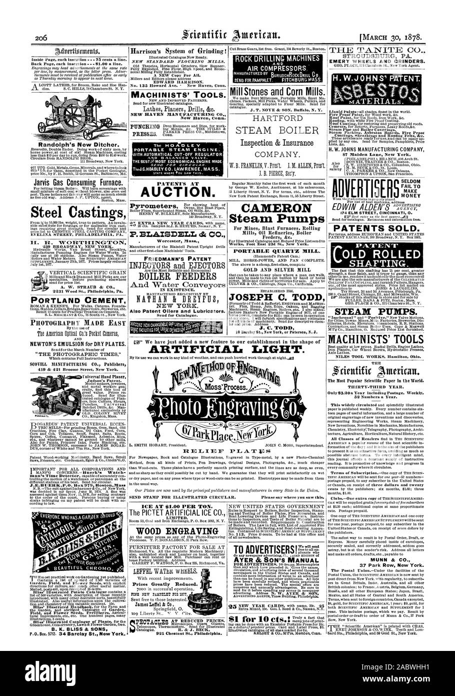 Inside Seite Einfügungen. 75 Cent pro Zeile. Zurück Seite Einfügungen. $ 1.00 eine Linie. Randolph's New Ditcher. Jarvis Gas verbrauchen Ofen. Stahlguss 239 BROADWAY NEW YORK. Vertikale WISSENSCHAFTLICHE GETREIDE A.-W. STRAUB & Co 2231 Holz St. Philadelphia Pa PORTLAND CEMENT FOTOGRAFIE LEICHT GEMACHT NEWTONS EMULSION für trockene Platten. SCOVILL MANUFACTURING CO Verleger J.E.BUERKP. O. Box 979 Boston. Masse B.K. BLISS & Söhne NEUE STANDARD flouring Mühlen. EDWARD HARRISON Nr. 135 Howard Ave - New Haven Anschl. MASCHINISTEN' TOOLS. NEW HAVEN MANN IJFACTVIEING CO New Haven Anschl. Die HOAGLEY PORTABLE DAMPFMASCHINE Stockfoto
